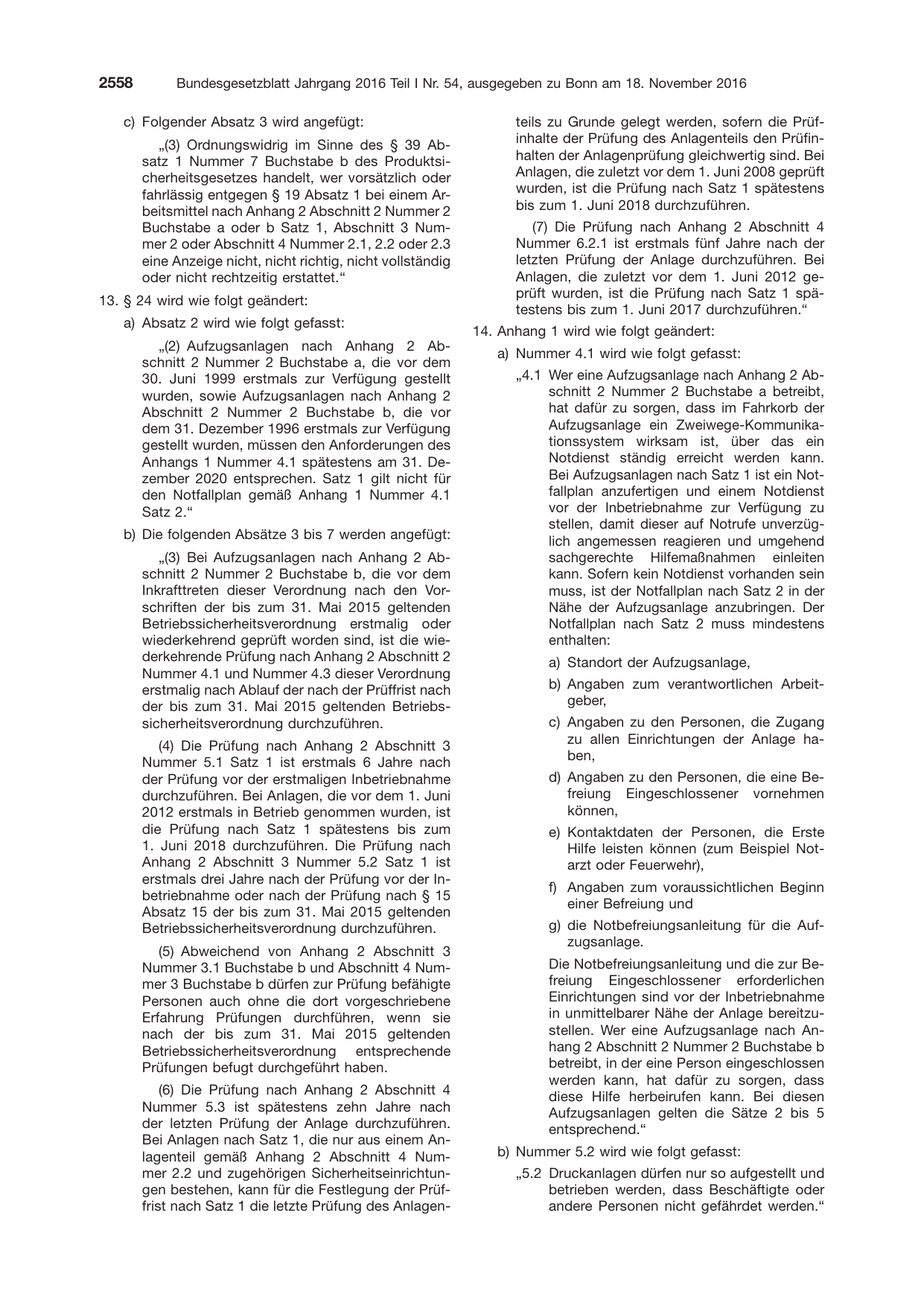 BGBl. 2016, Seite 2558 — Originalseite als Abbildung