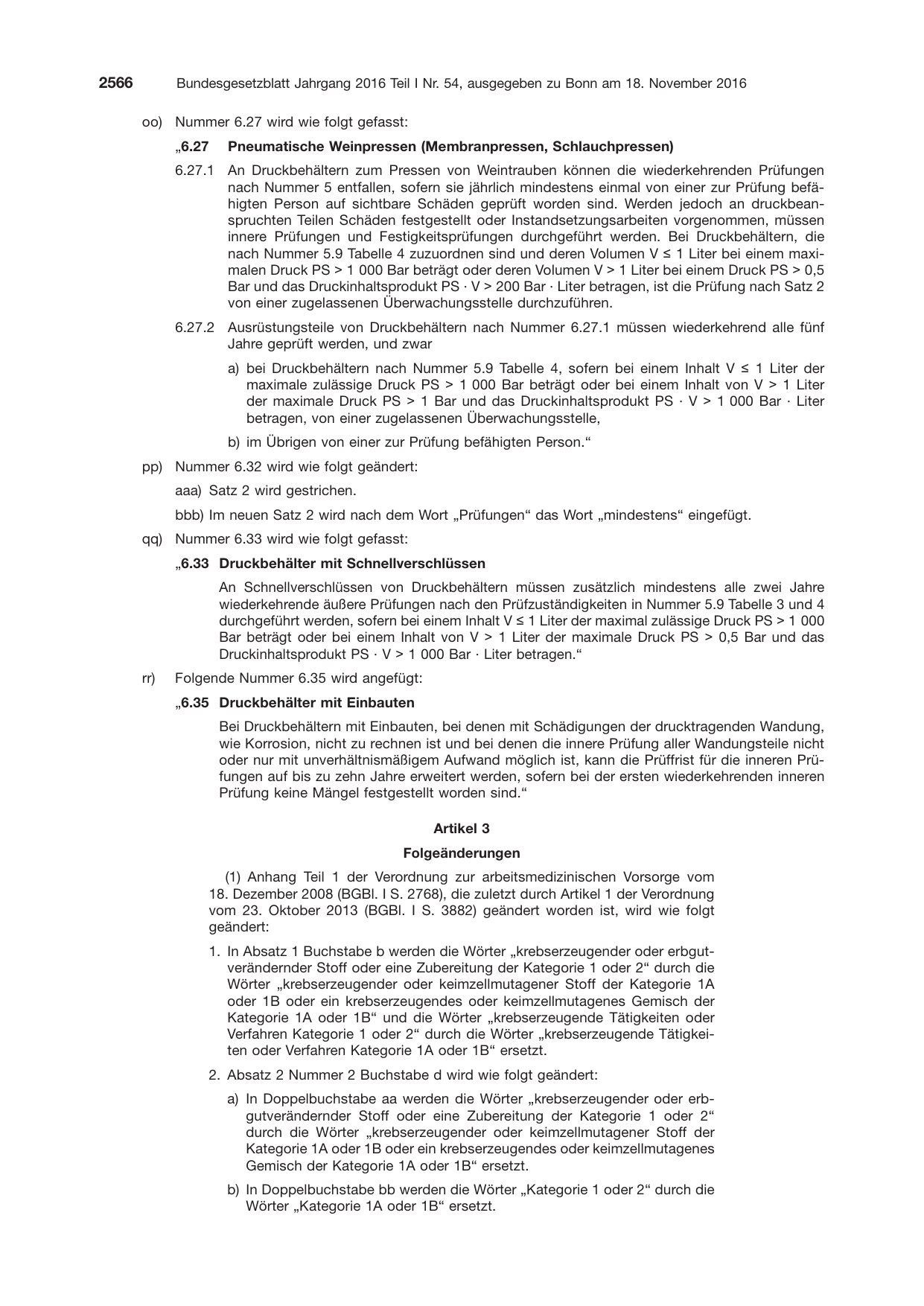 BGBl. 2016, Seite 2566 — Originalseite als Abbildung