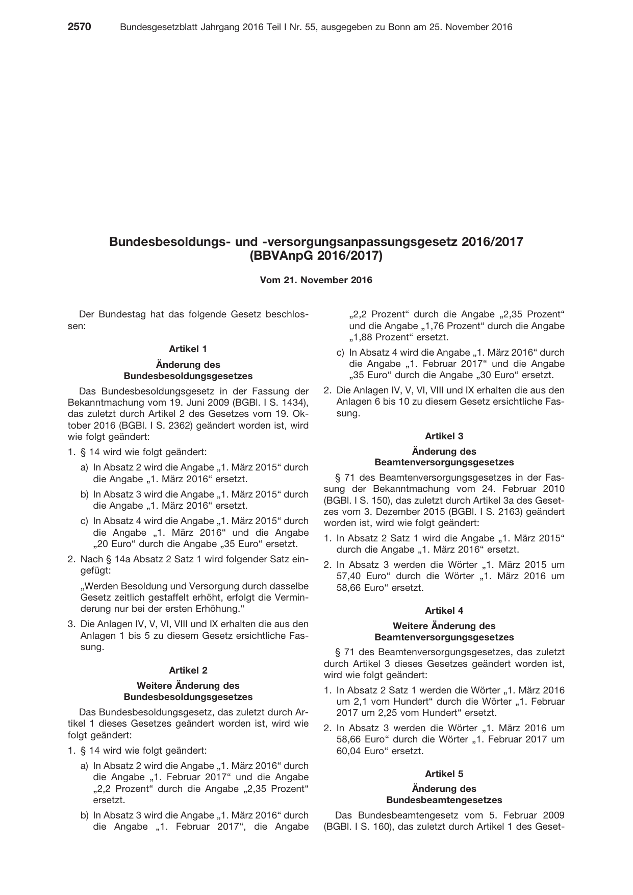 BGBl. 2016, Seite 2570 — Originalseite als Abbildung