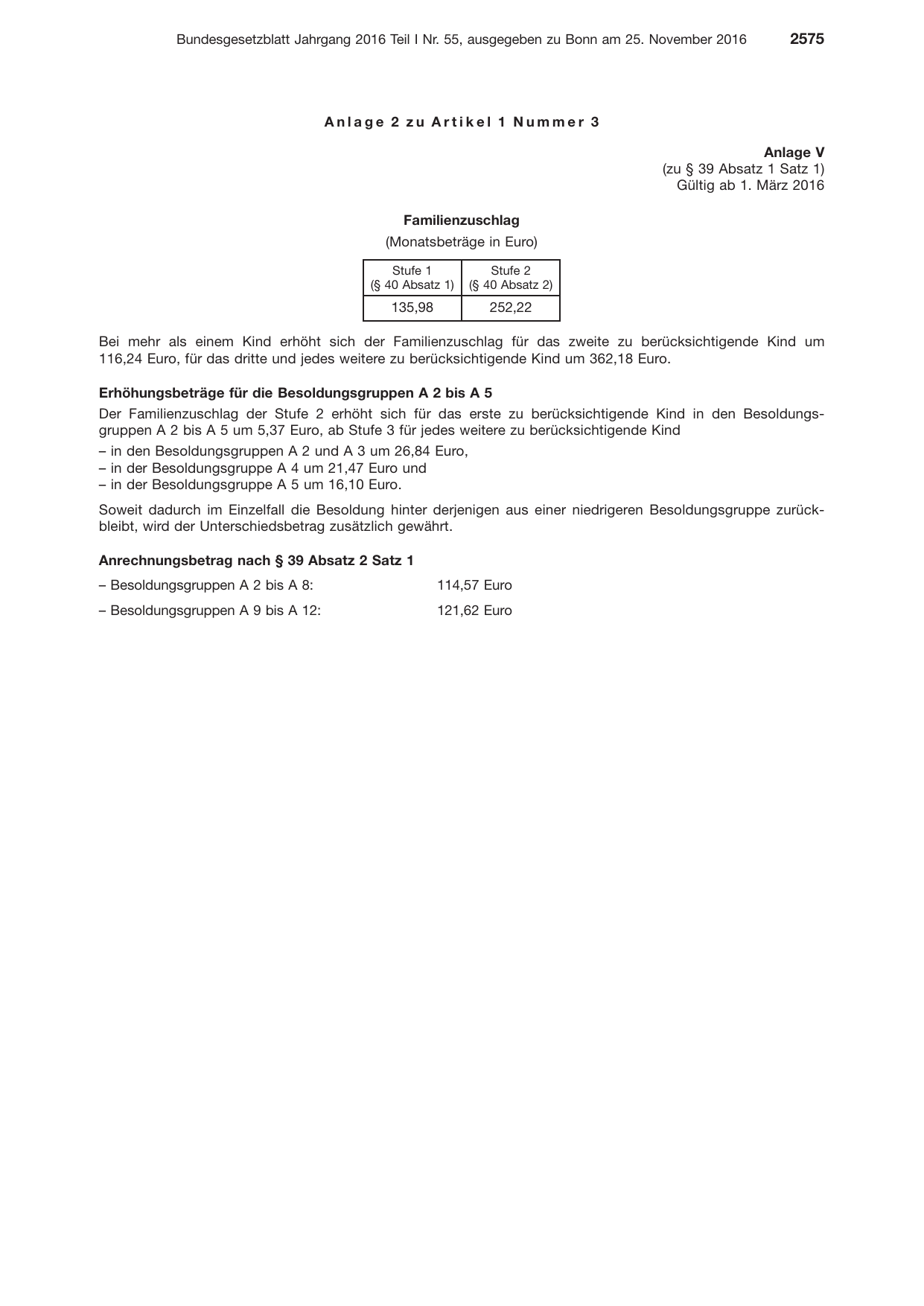 BGBl. 2016, Seite 2575 — Originalseite als Abbildung