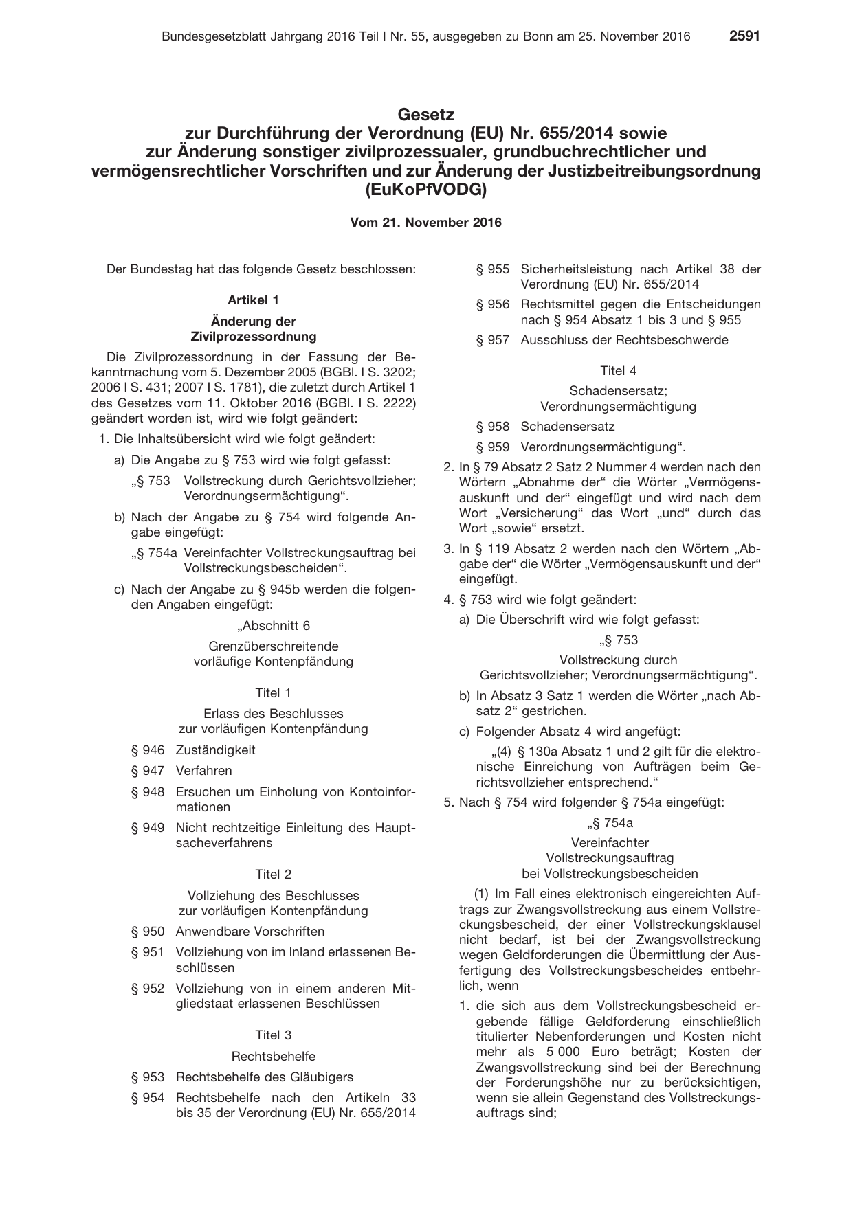 BGBl. 2016, Seite 2591 — Originalseite als Abbildung