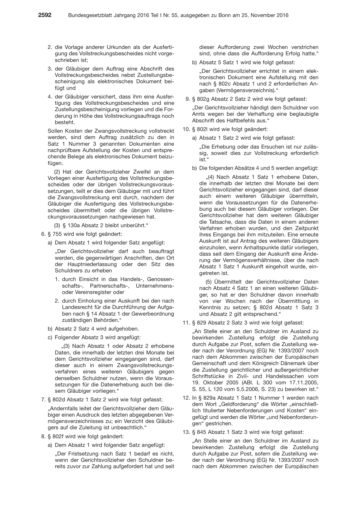 BGBl. 2016, Seite 2592 — Originalseite als Abbildung