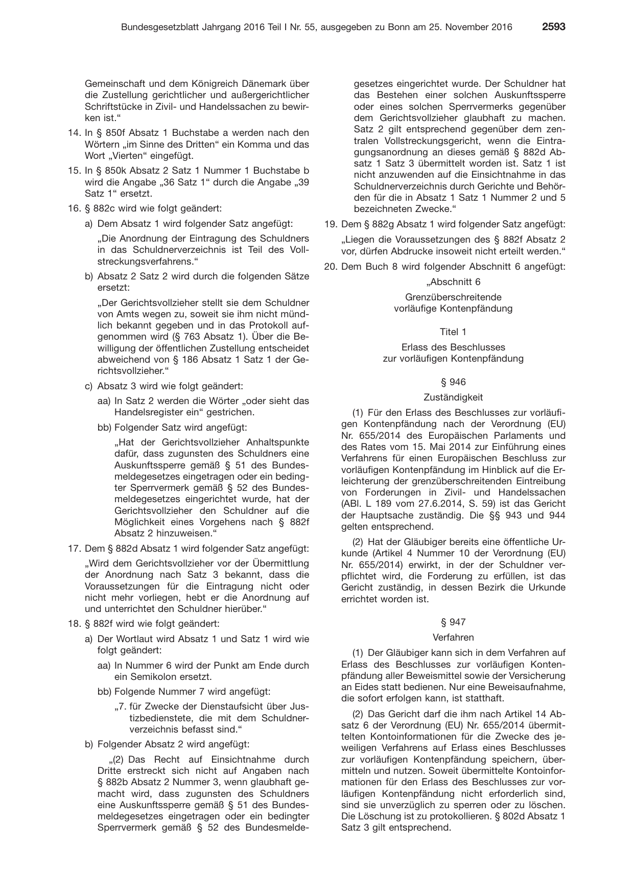 BGBl. 2016, Seite 2593 — Originalseite als Abbildung