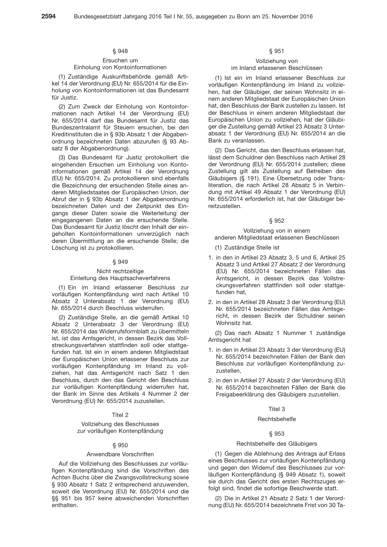 BGBl. 2016, Seite 2594 — Originalseite als Abbildung