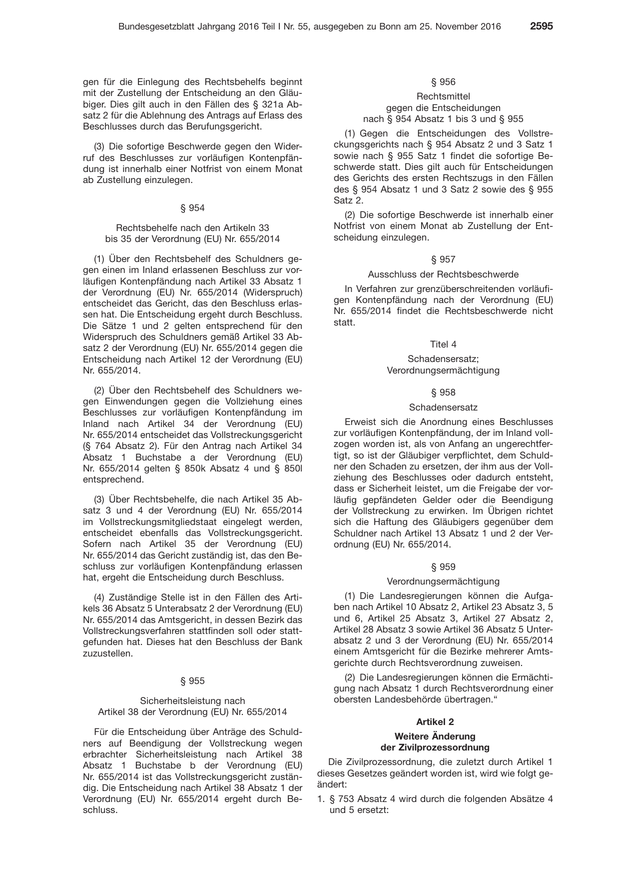 BGBl. 2016, Seite 2595 — Originalseite als Abbildung
