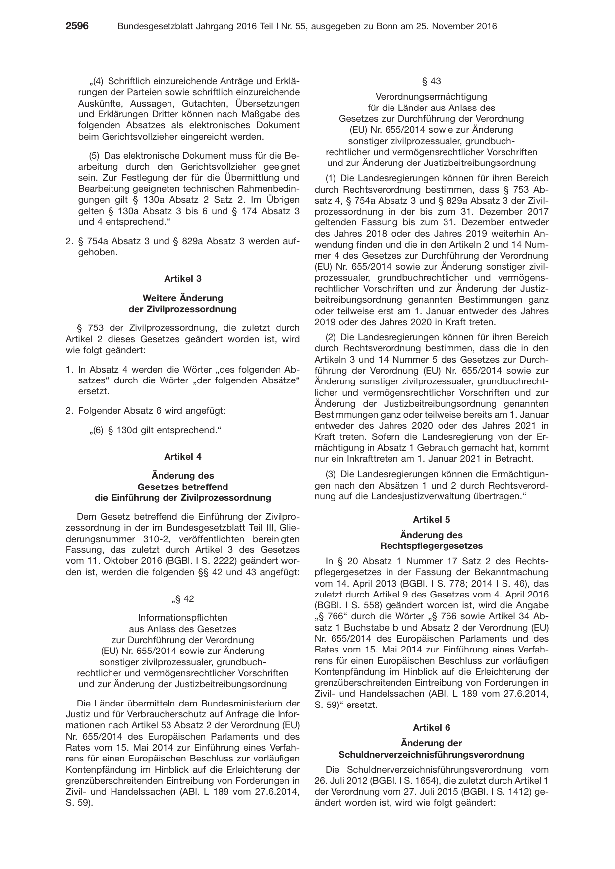 BGBl. 2016, Seite 2596 — Originalseite als Abbildung