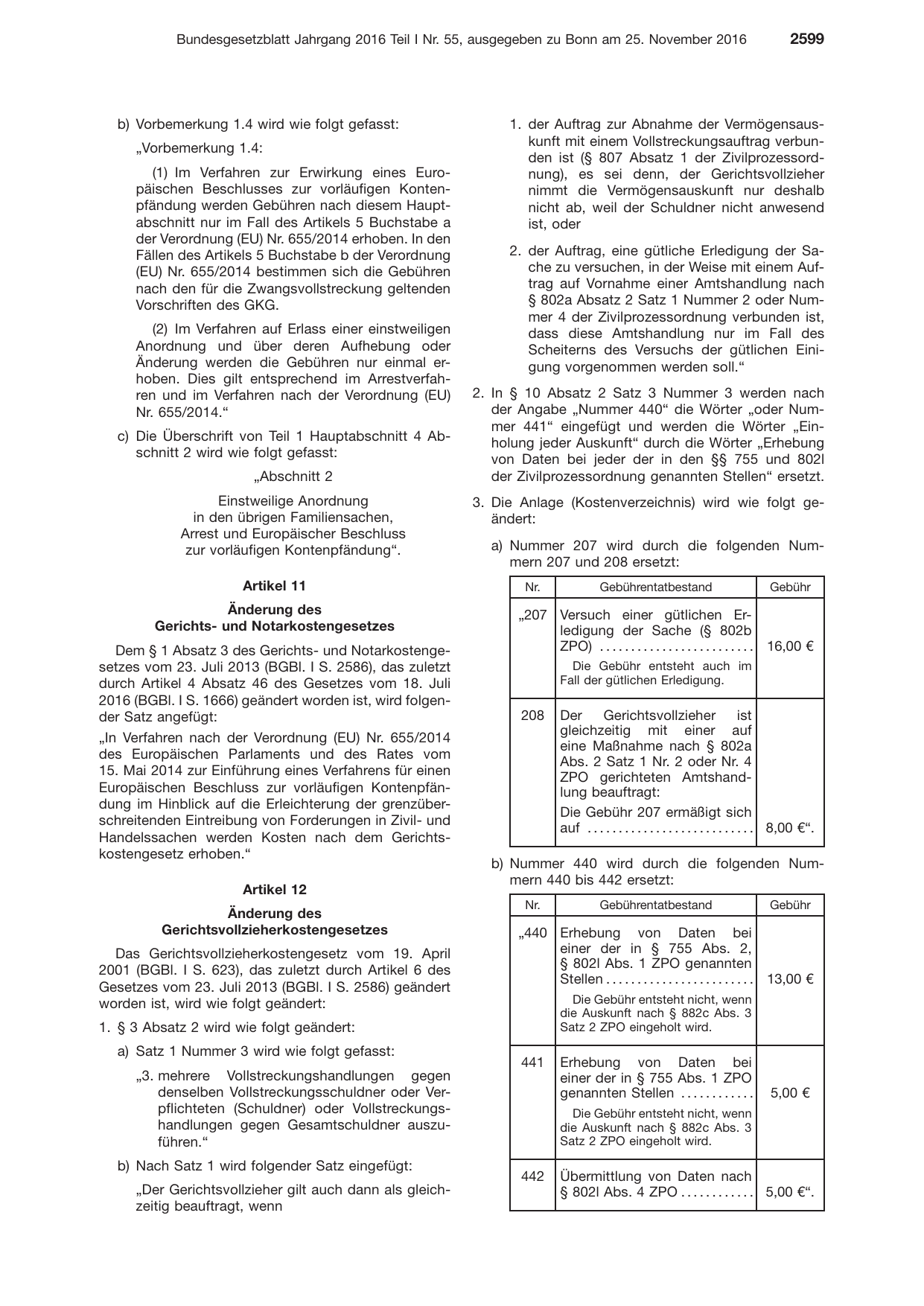 BGBl. 2016, Seite 2599 — Originalseite als Abbildung