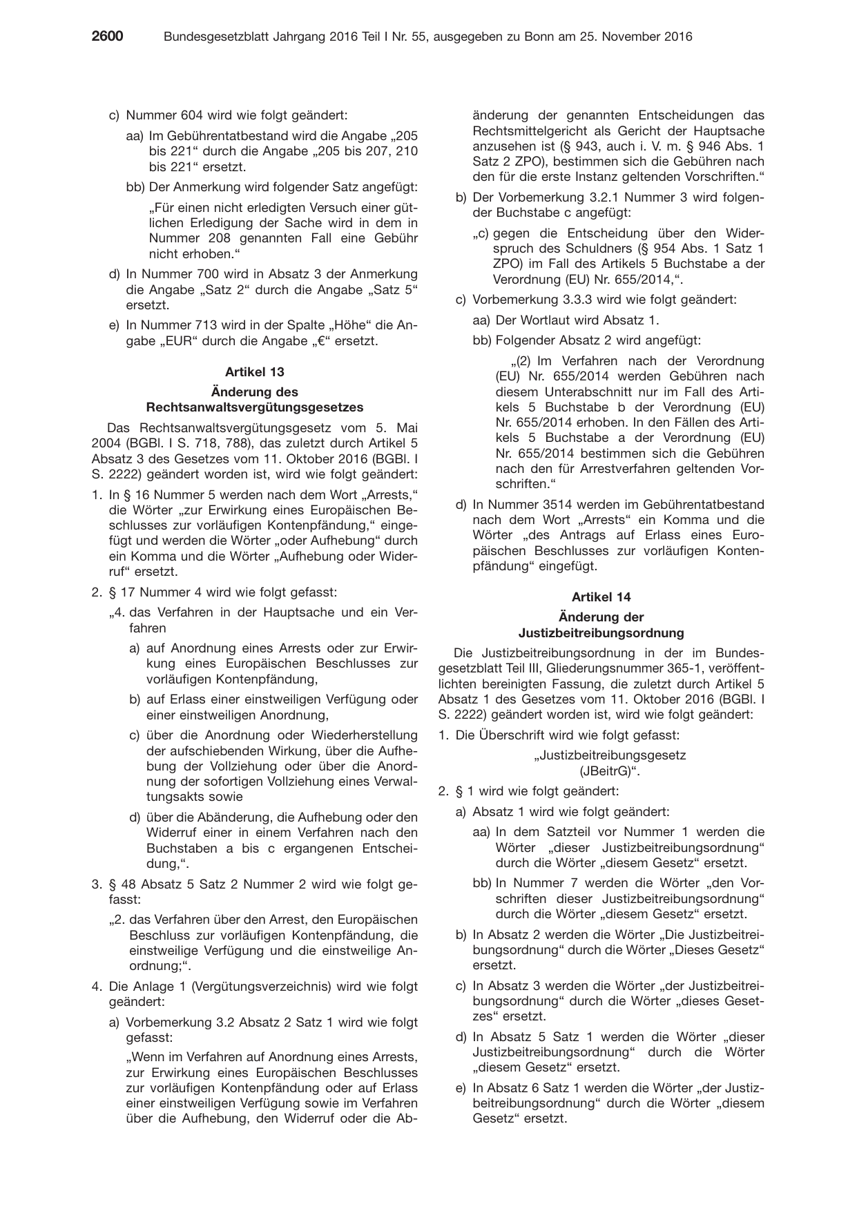 BGBl. 2016, Seite 2600 — Originalseite als Abbildung