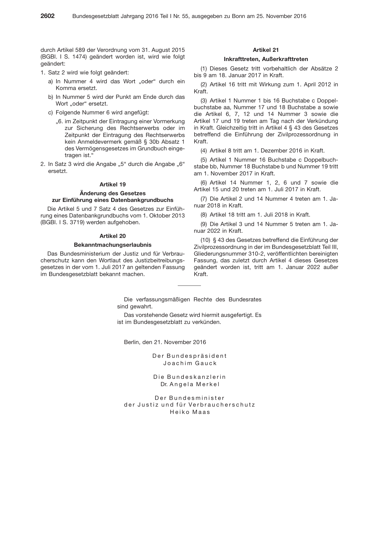 BGBl. 2016, Seite 2602 — Originalseite als Abbildung