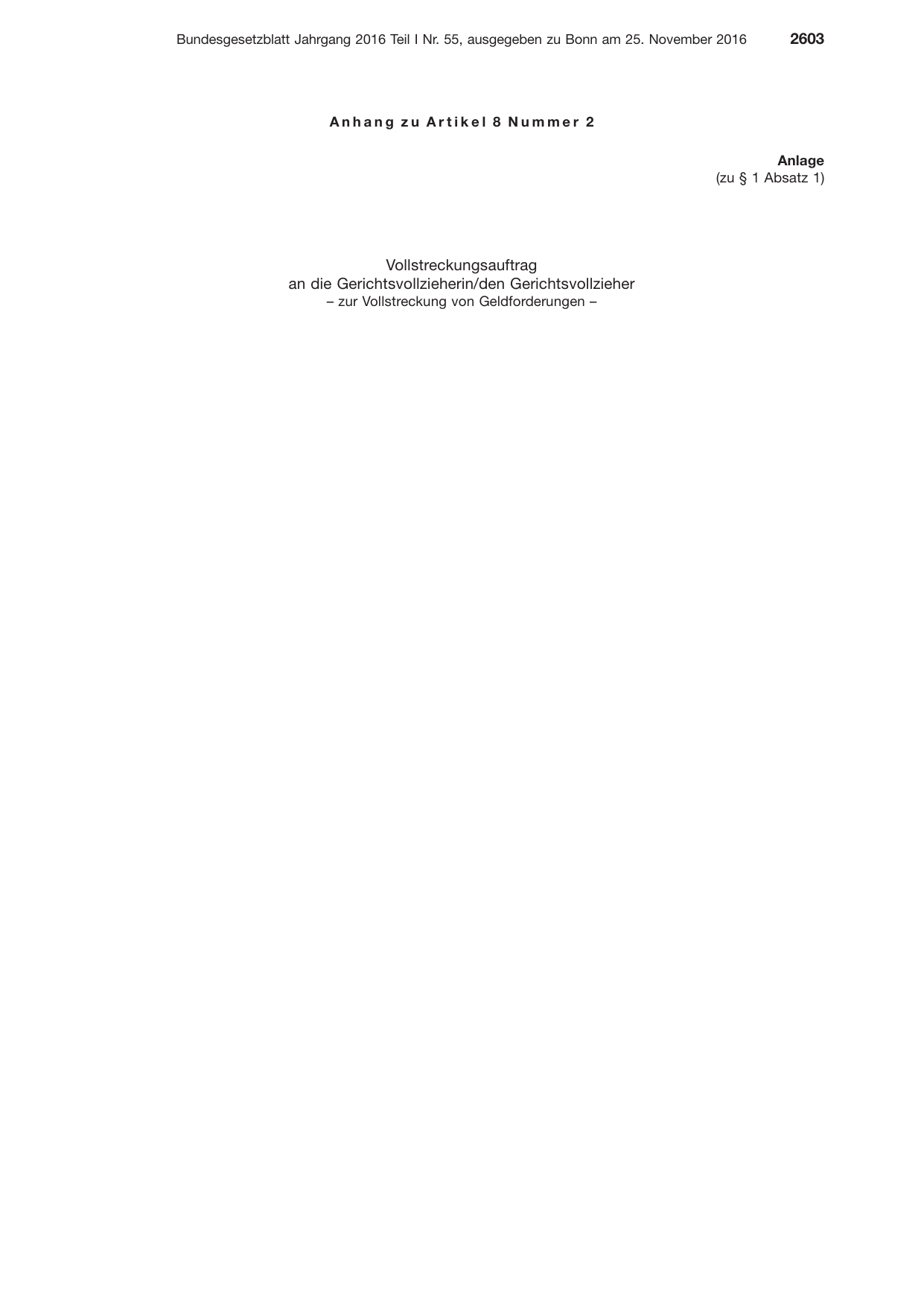 BGBl. 2016, Seite 2603 — Originalseite als Abbildung