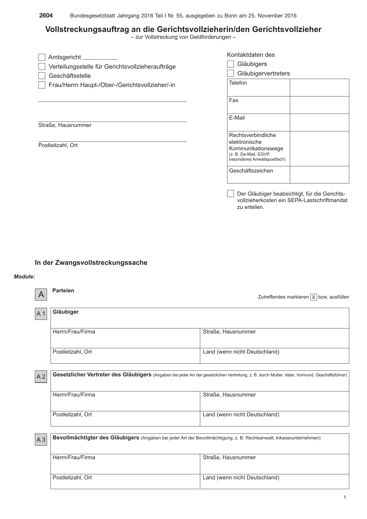 BGBl. 2016, Seite 2604 — Originalseite als Abbildung