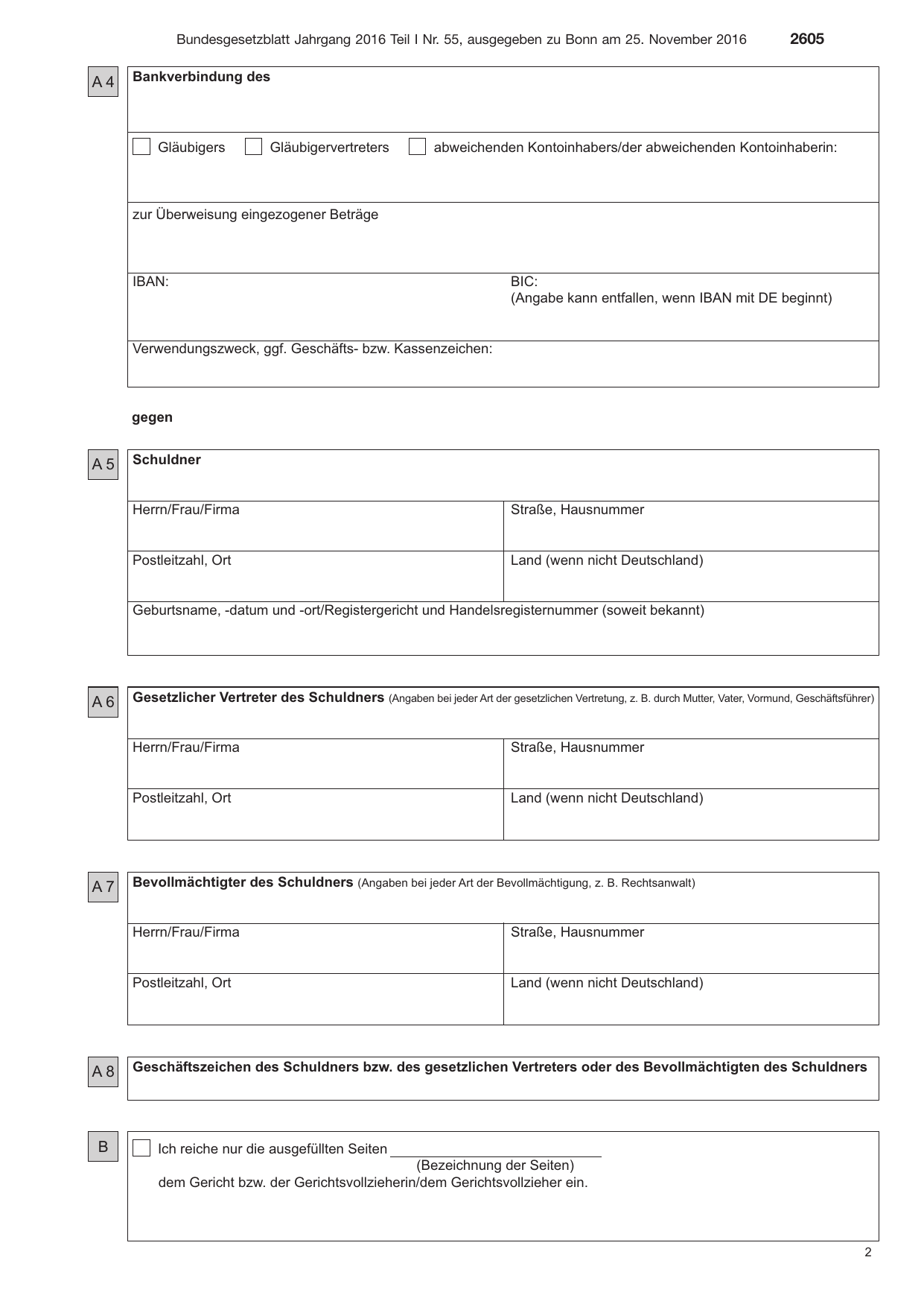 BGBl. 2016, Seite 2605 — Originalseite als Abbildung