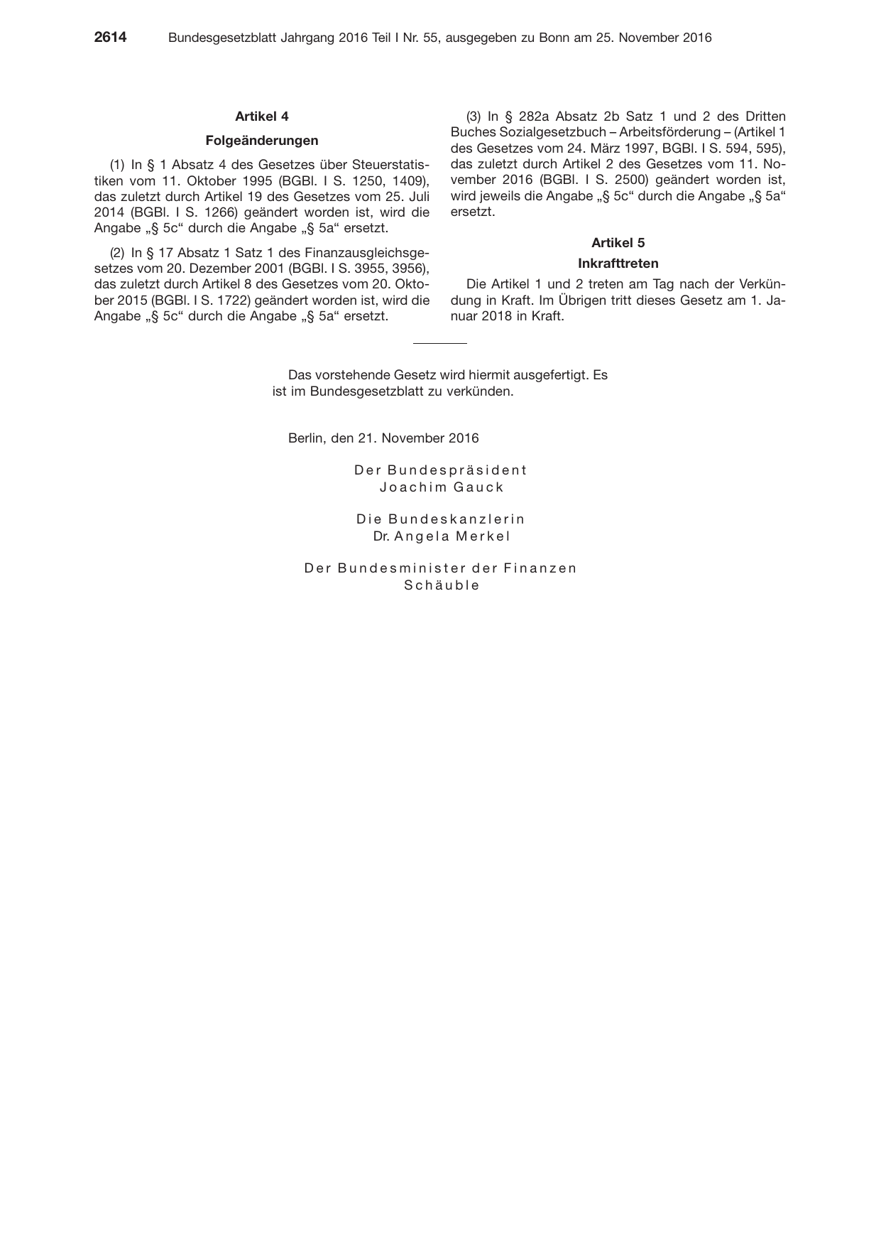 BGBl. 2016, Seite 2614 — Originalseite als Abbildung
