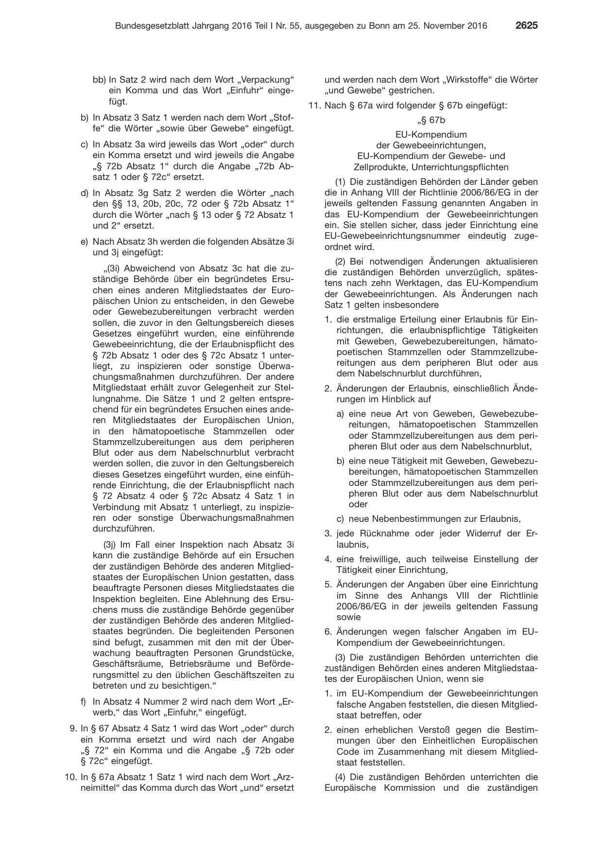 BGBl. 2016, Seite 2625 — Originalseite als Abbildung