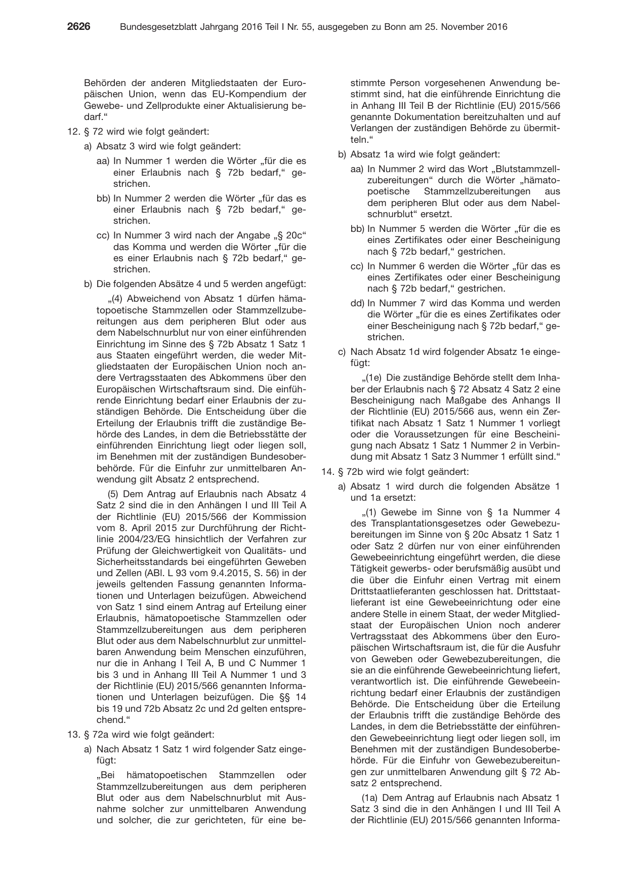 BGBl. 2016, Seite 2626 — Originalseite als Abbildung