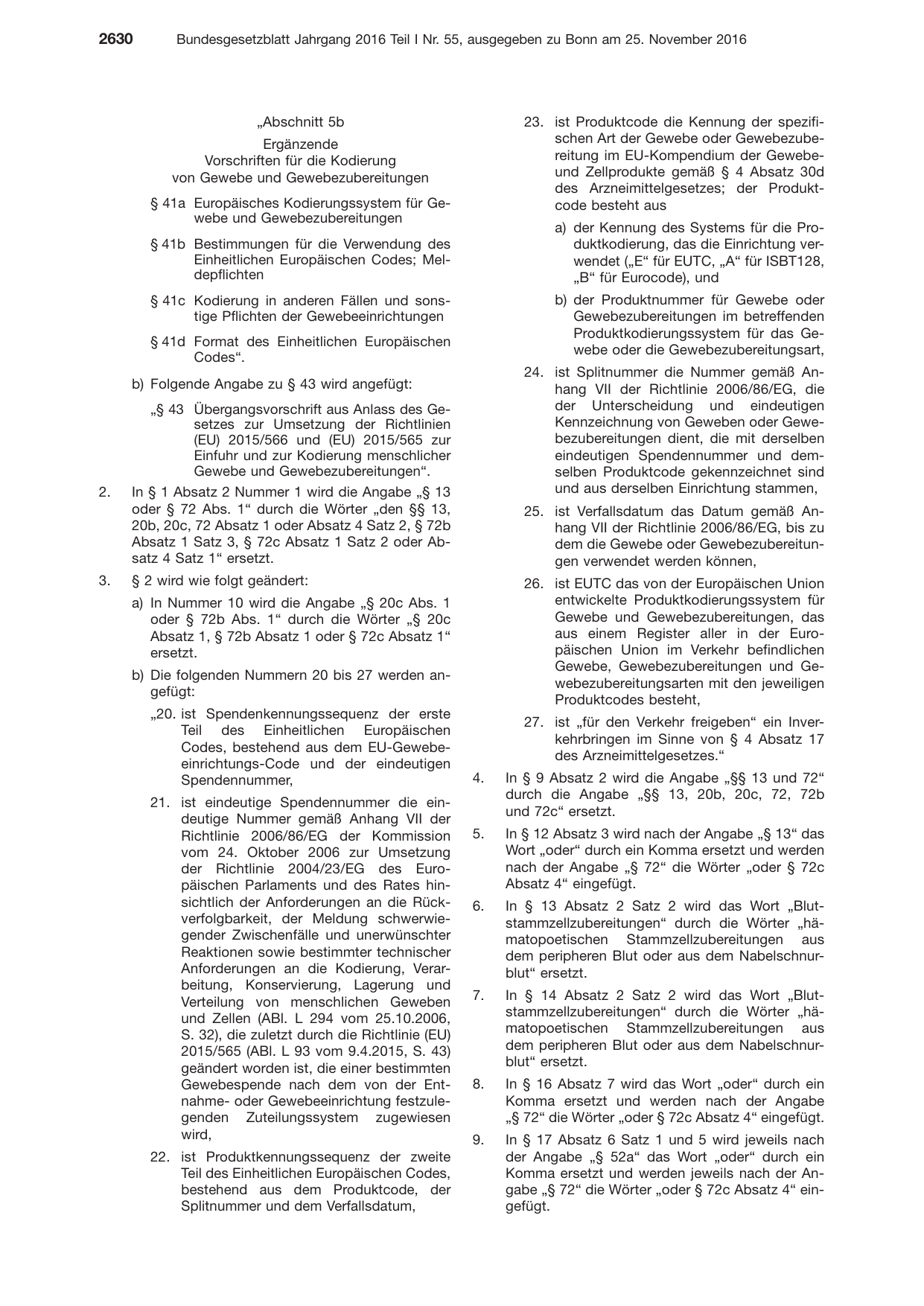 BGBl. 2016, Seite 2630 — Originalseite als Abbildung