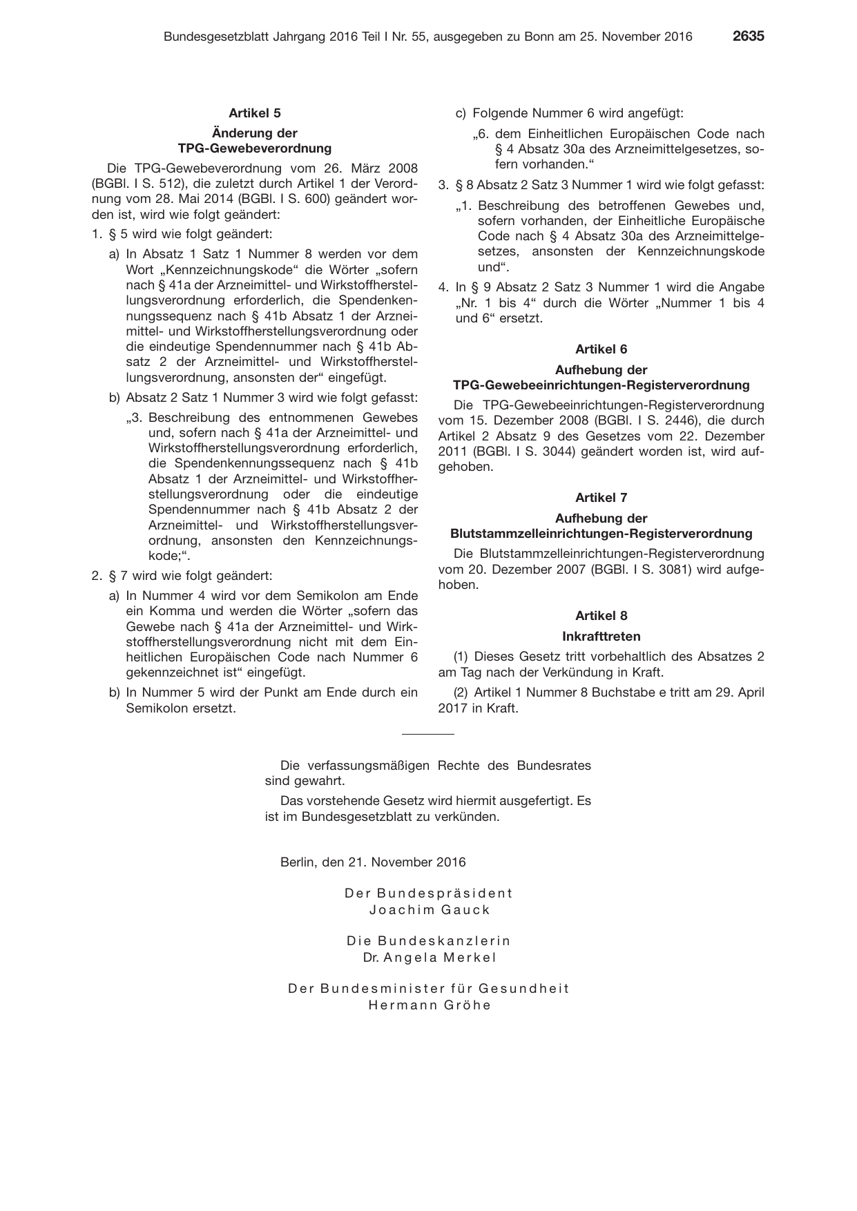 BGBl. 2016, Seite 2635 — Originalseite als Abbildung
