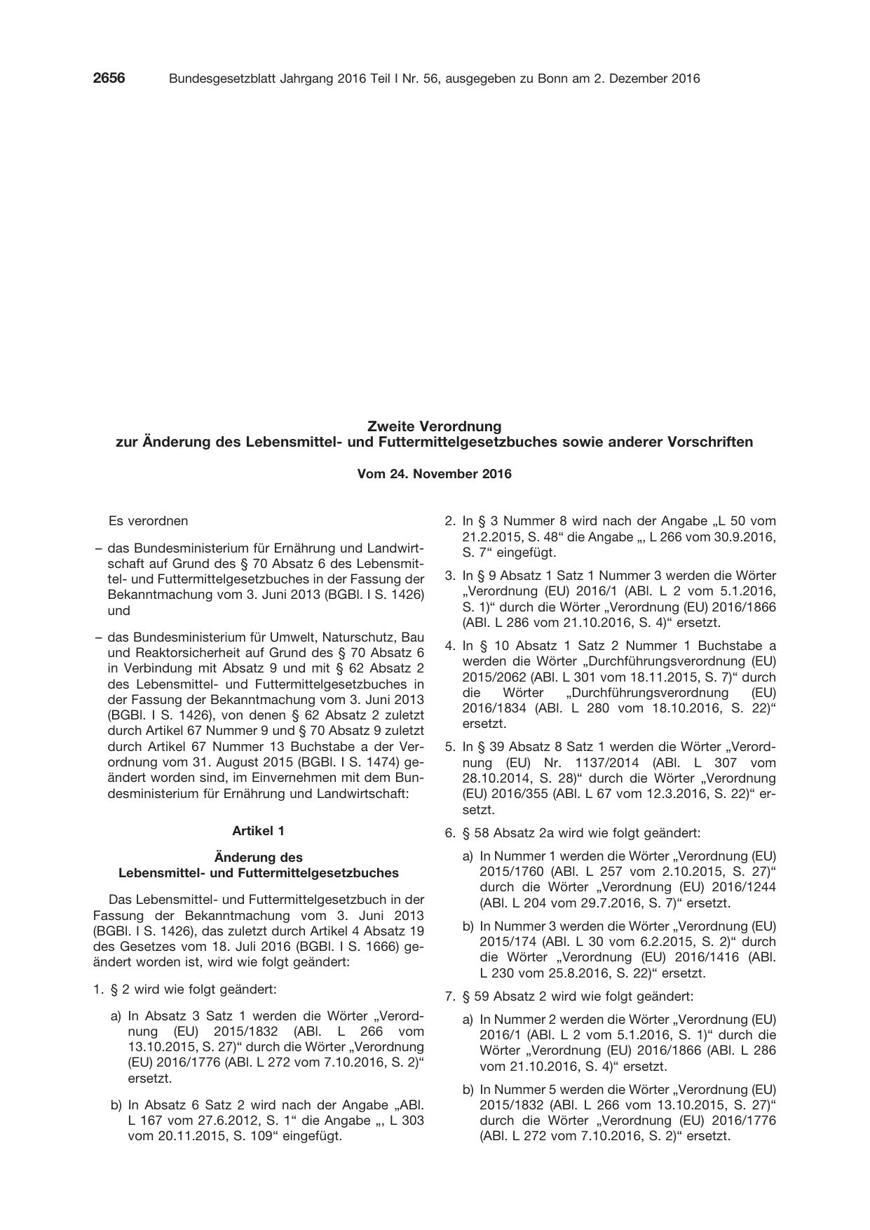 BGBl. 2016, Seite 2656 — Originalseite als Abbildung