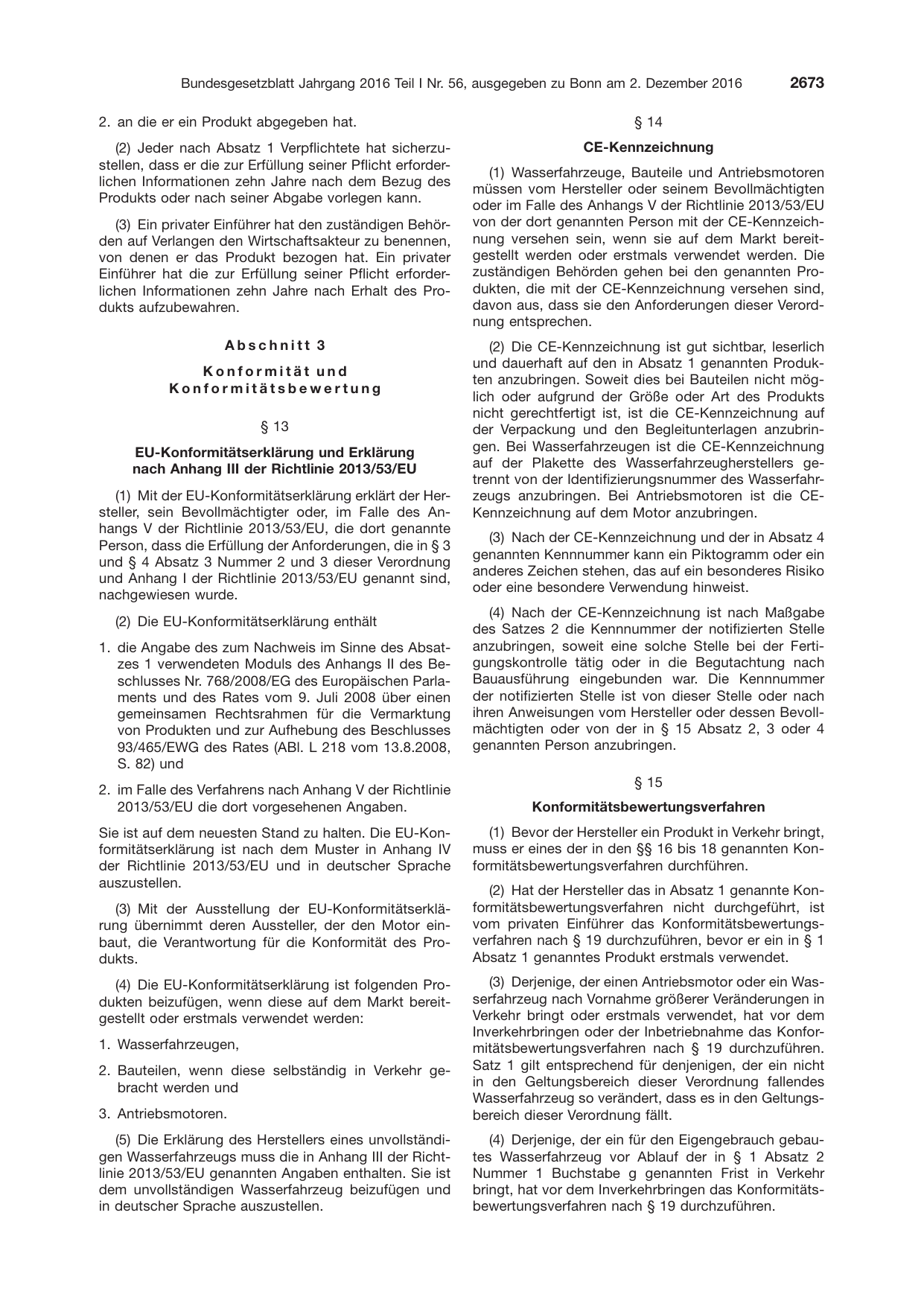 BGBl. 2016, Seite 2673 — Originalseite als Abbildung