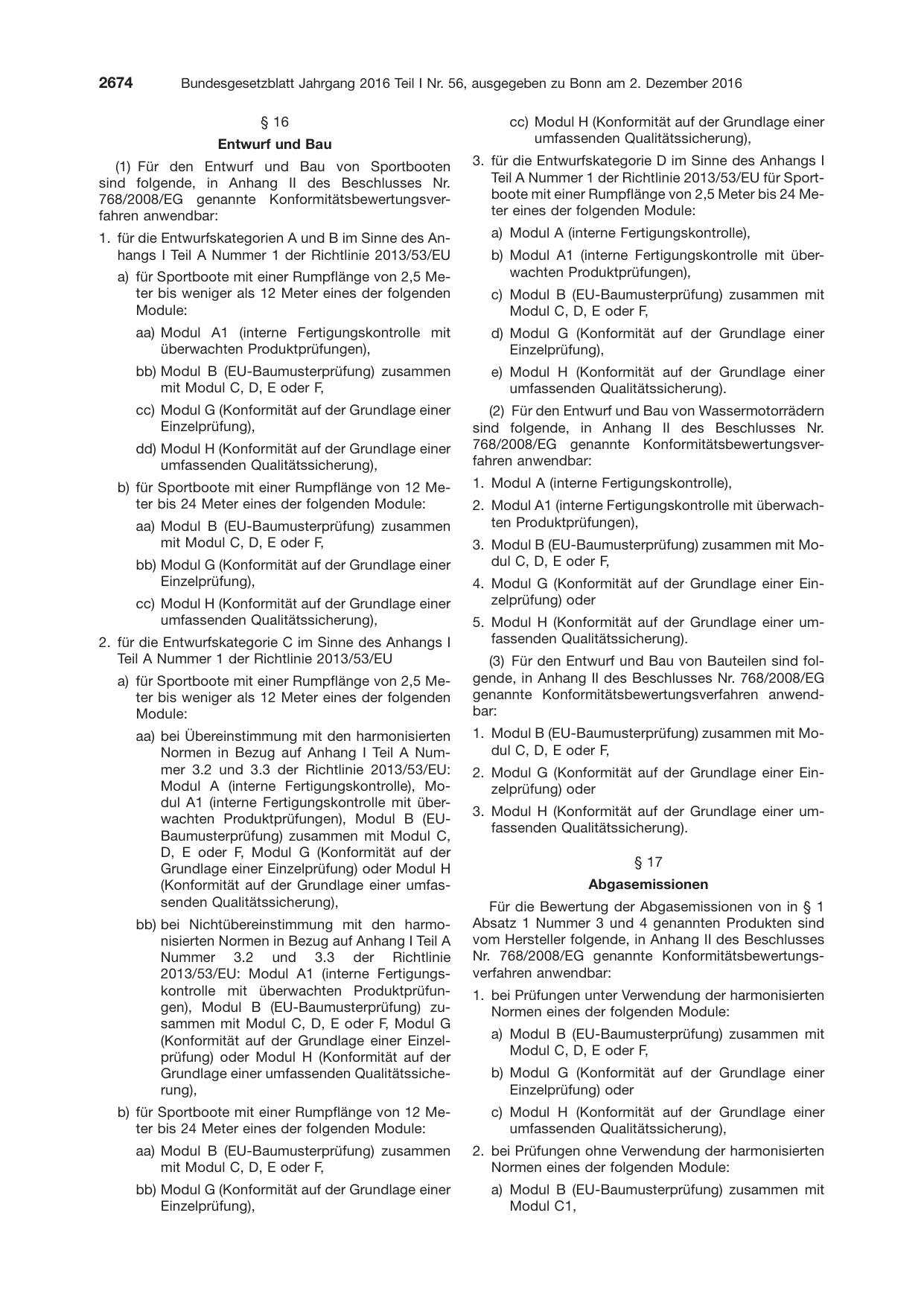 BGBl. 2016, Seite 2674 — Originalseite als Abbildung