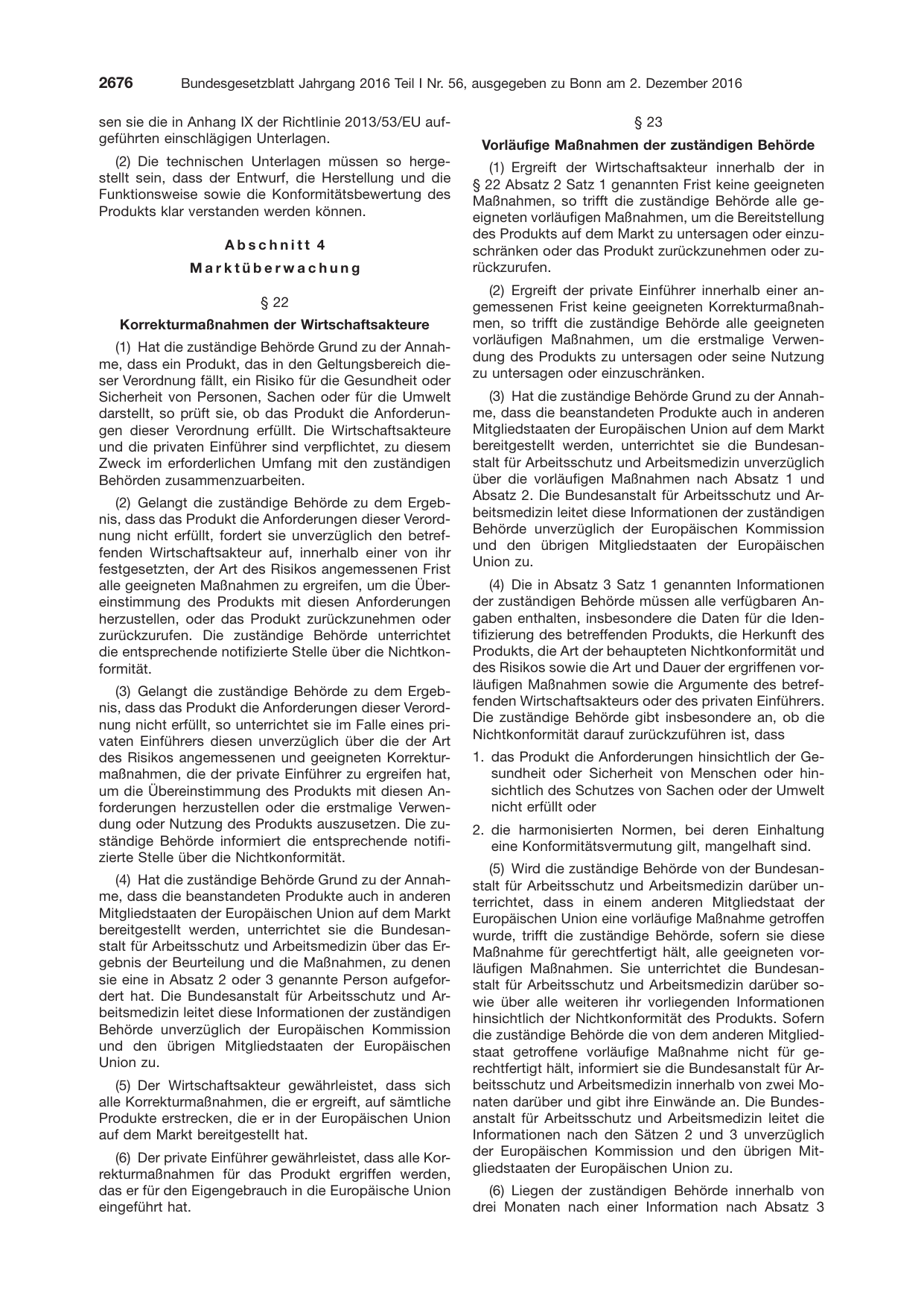BGBl. 2016, Seite 2676 — Originalseite als Abbildung