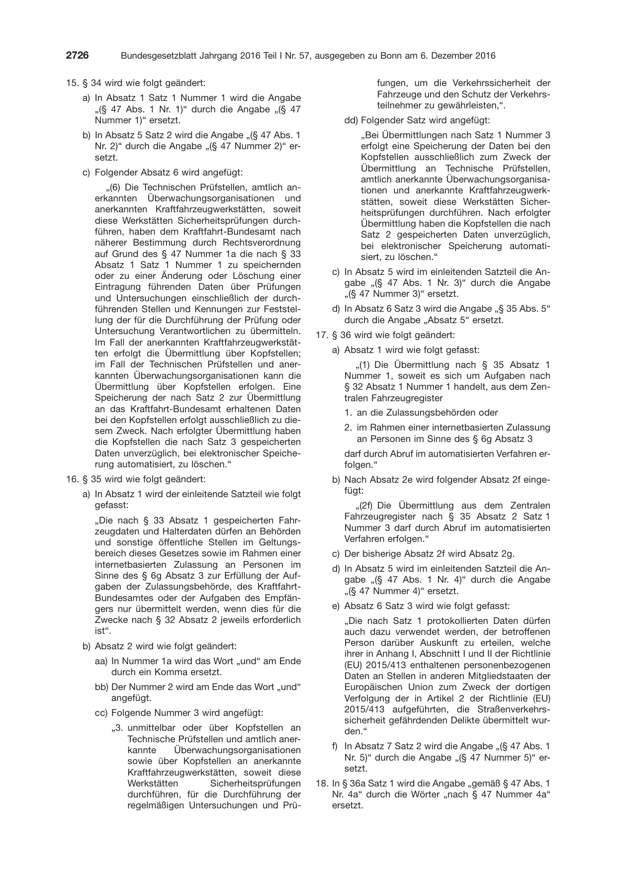 BGBl. 2016, Seite 2726 — Originalseite als Abbildung