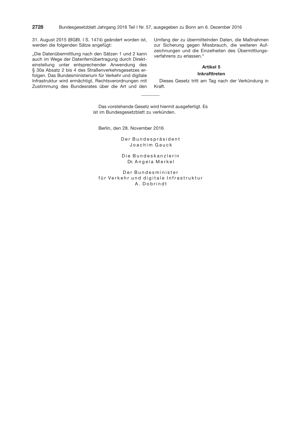 BGBl. 2016, Seite 2728 — Originalseite als Abbildung
