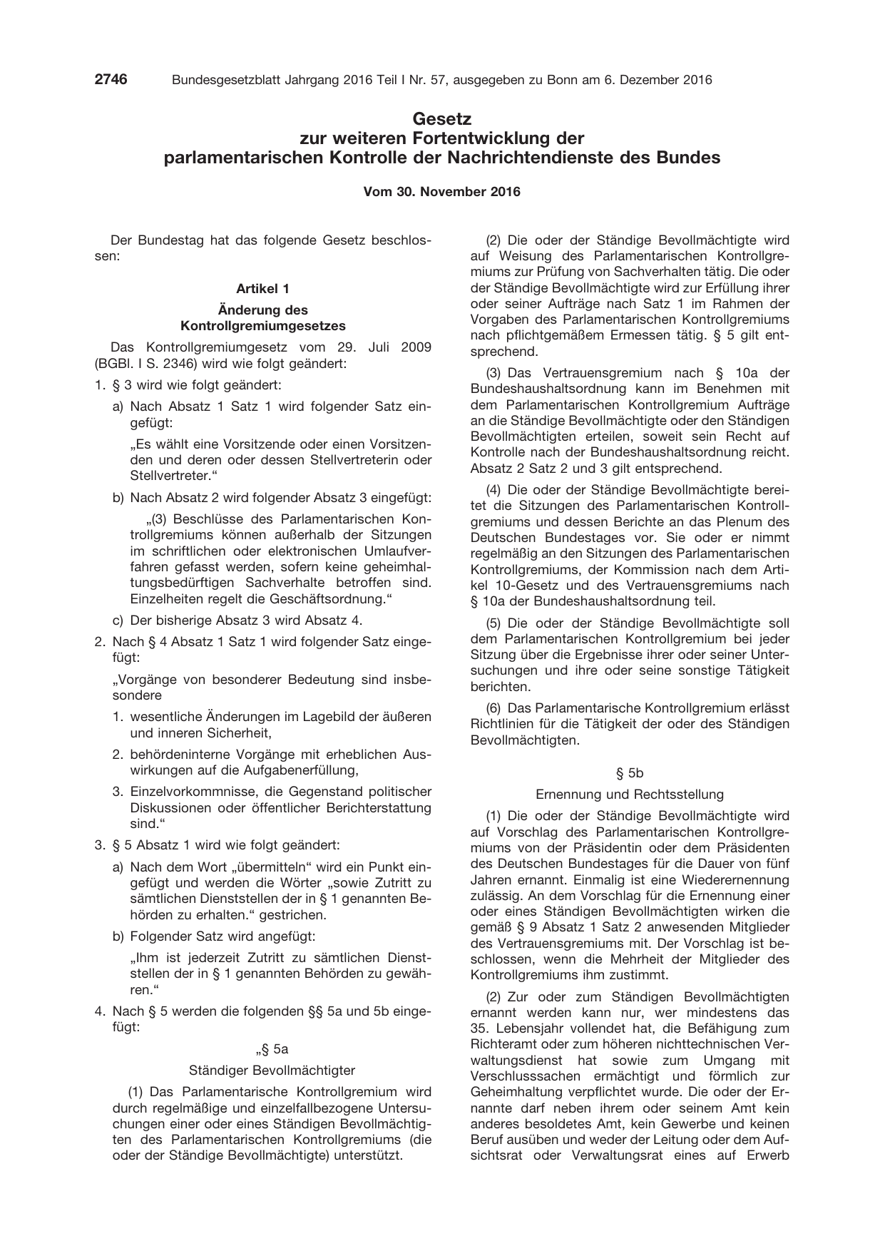 BGBl. 2016, Seite 2746 — Originalseite als Abbildung