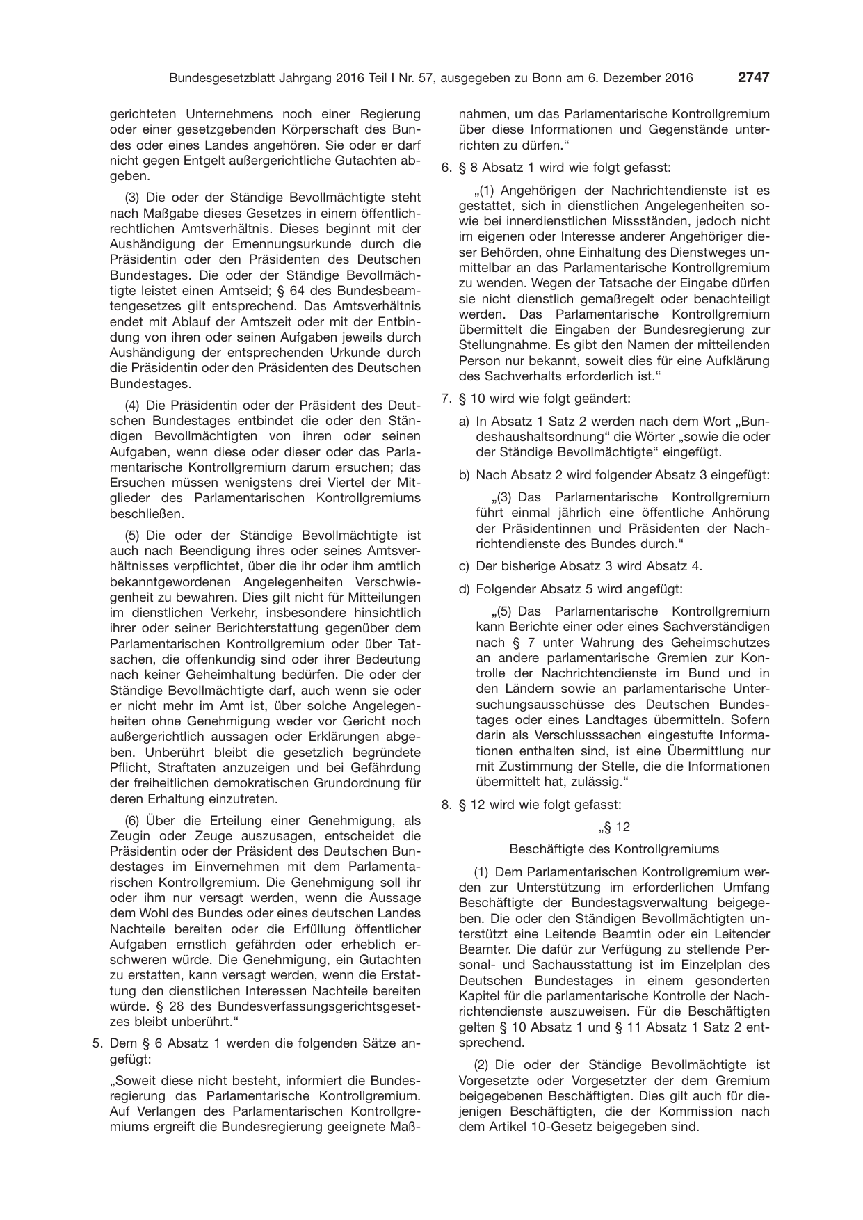 BGBl. 2016, Seite 2747 — Originalseite als Abbildung