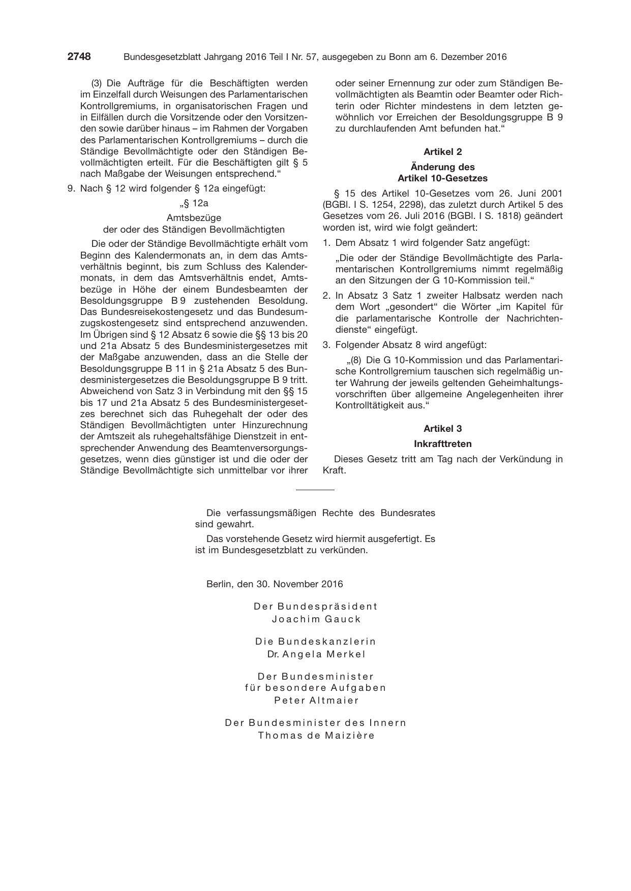 BGBl. 2016, Seite 2748 — Originalseite als Abbildung