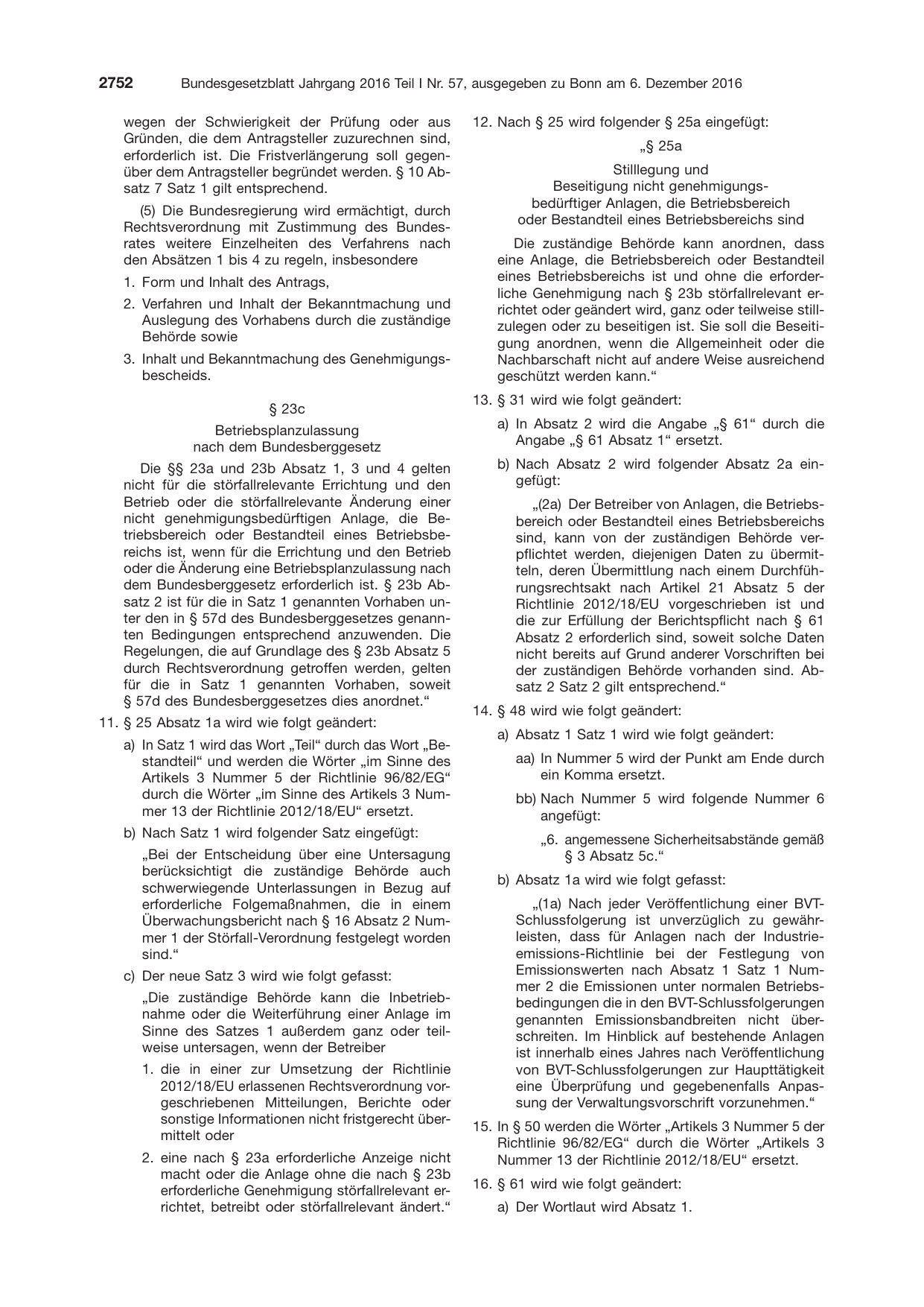 BGBl. 2016, Seite 2752 — Originalseite als Abbildung