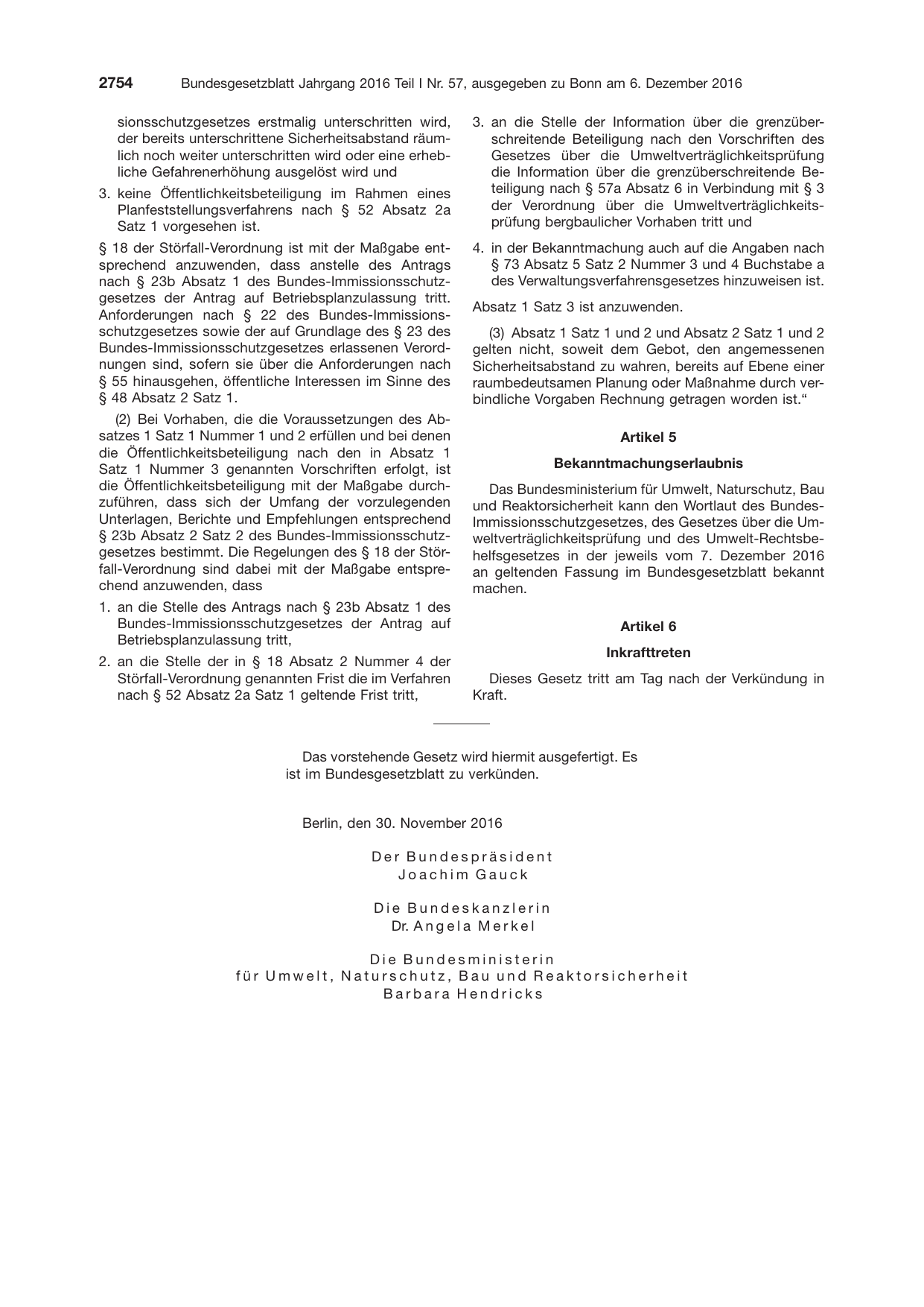 BGBl. 2016, Seite 2754 — Originalseite als Abbildung