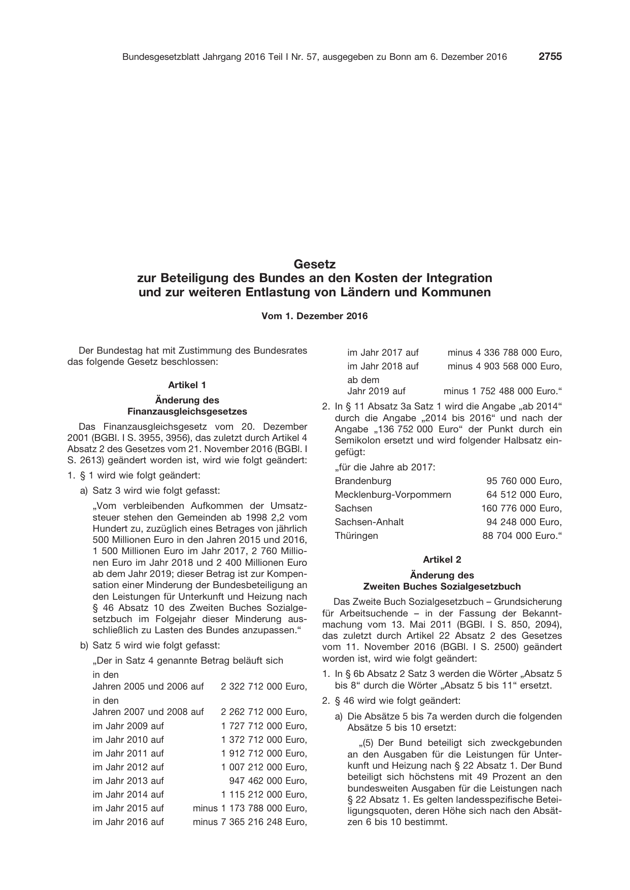 BGBl. 2016, Seite 2755 — Originalseite als Abbildung