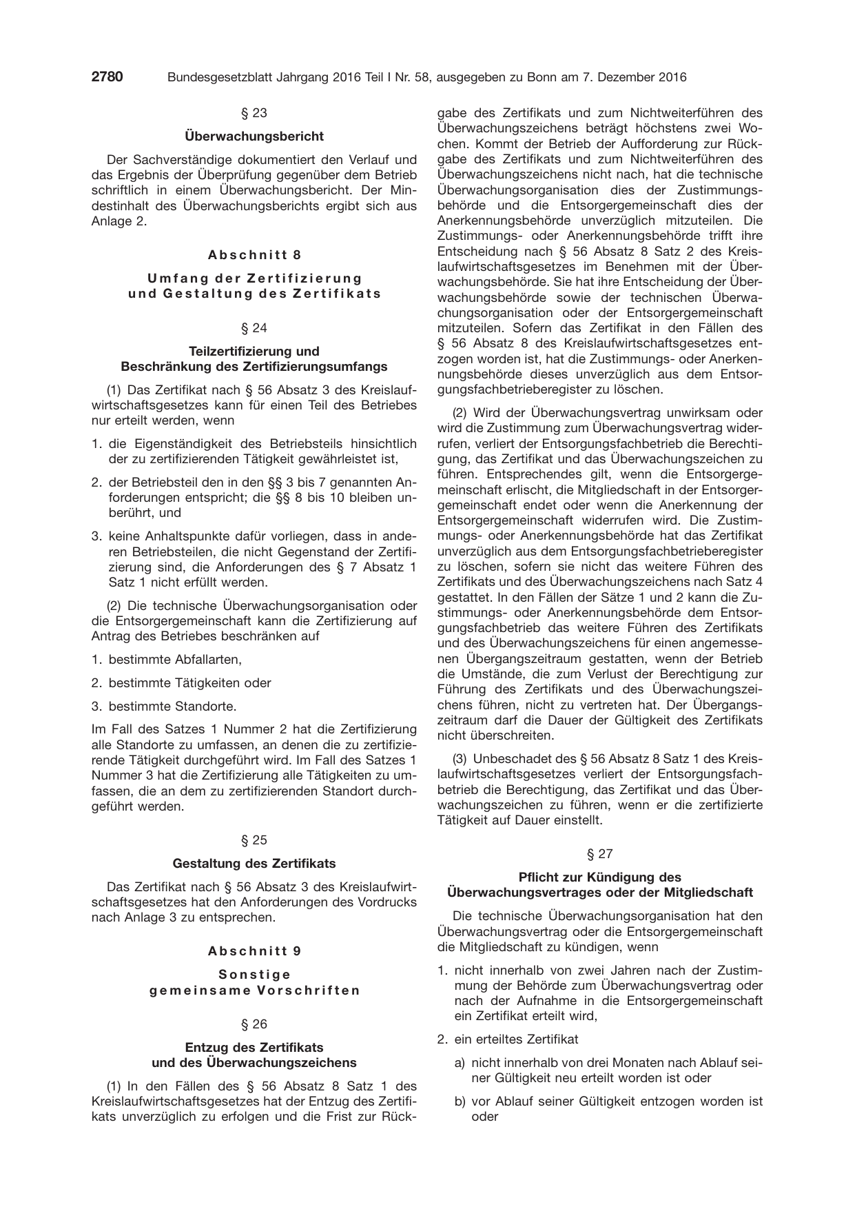 BGBl. 2016, Seite 2780 — Originalseite als Abbildung