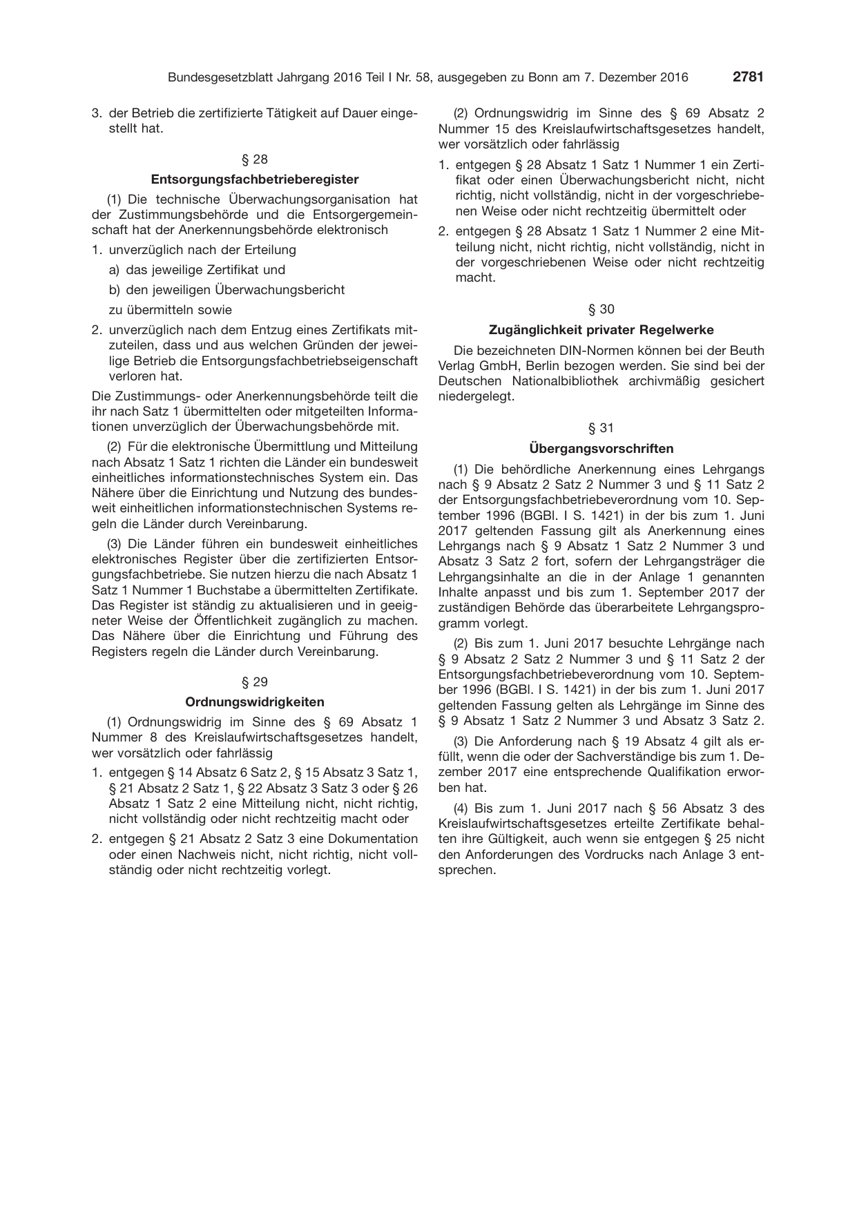 BGBl. 2016, Seite 2781 — Originalseite als Abbildung