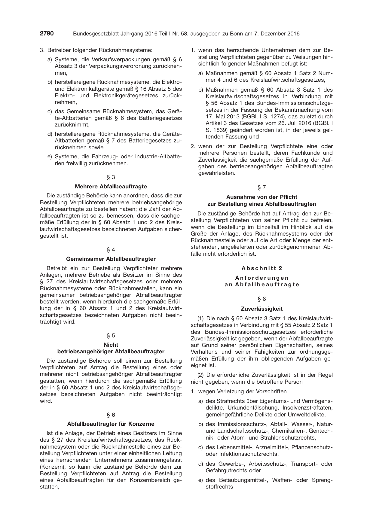 BGBl. 2016, Seite 2790 — Originalseite als Abbildung