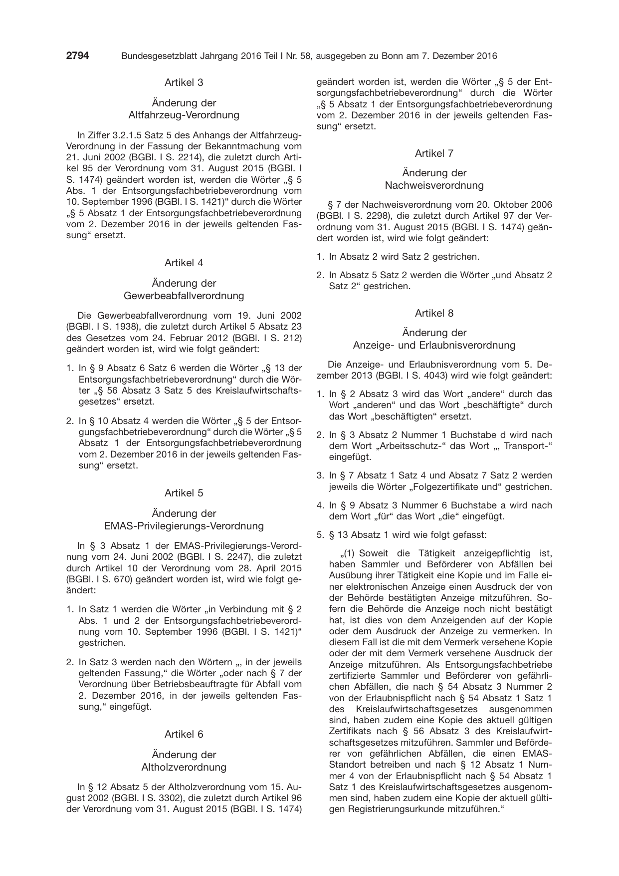 BGBl. 2016, Seite 2794 — Originalseite als Abbildung