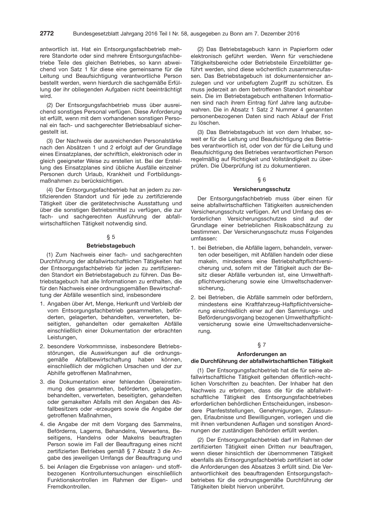BGBl. 2016, Seite 2772 — Originalseite als Abbildung