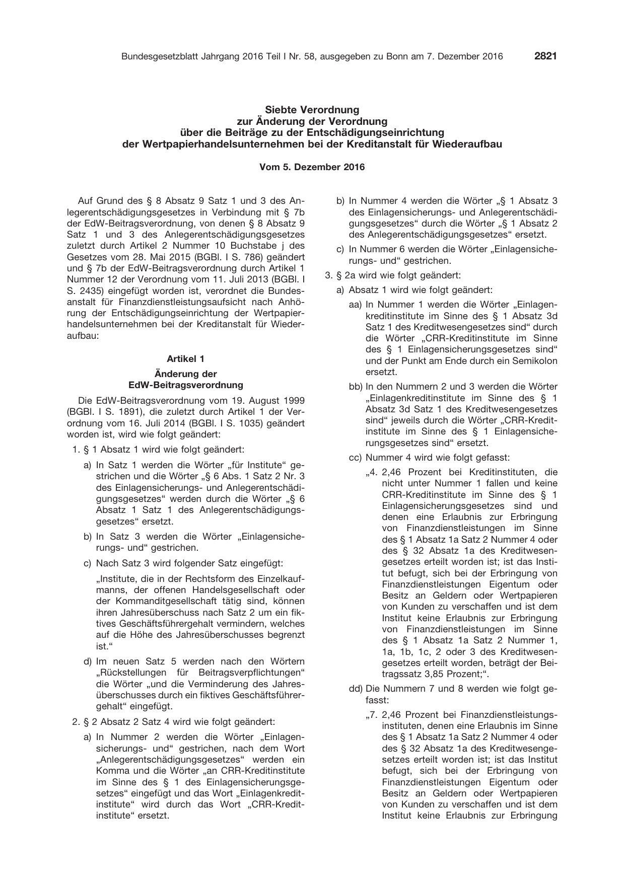 BGBl. 2016, Seite 2821 — Originalseite als Abbildung