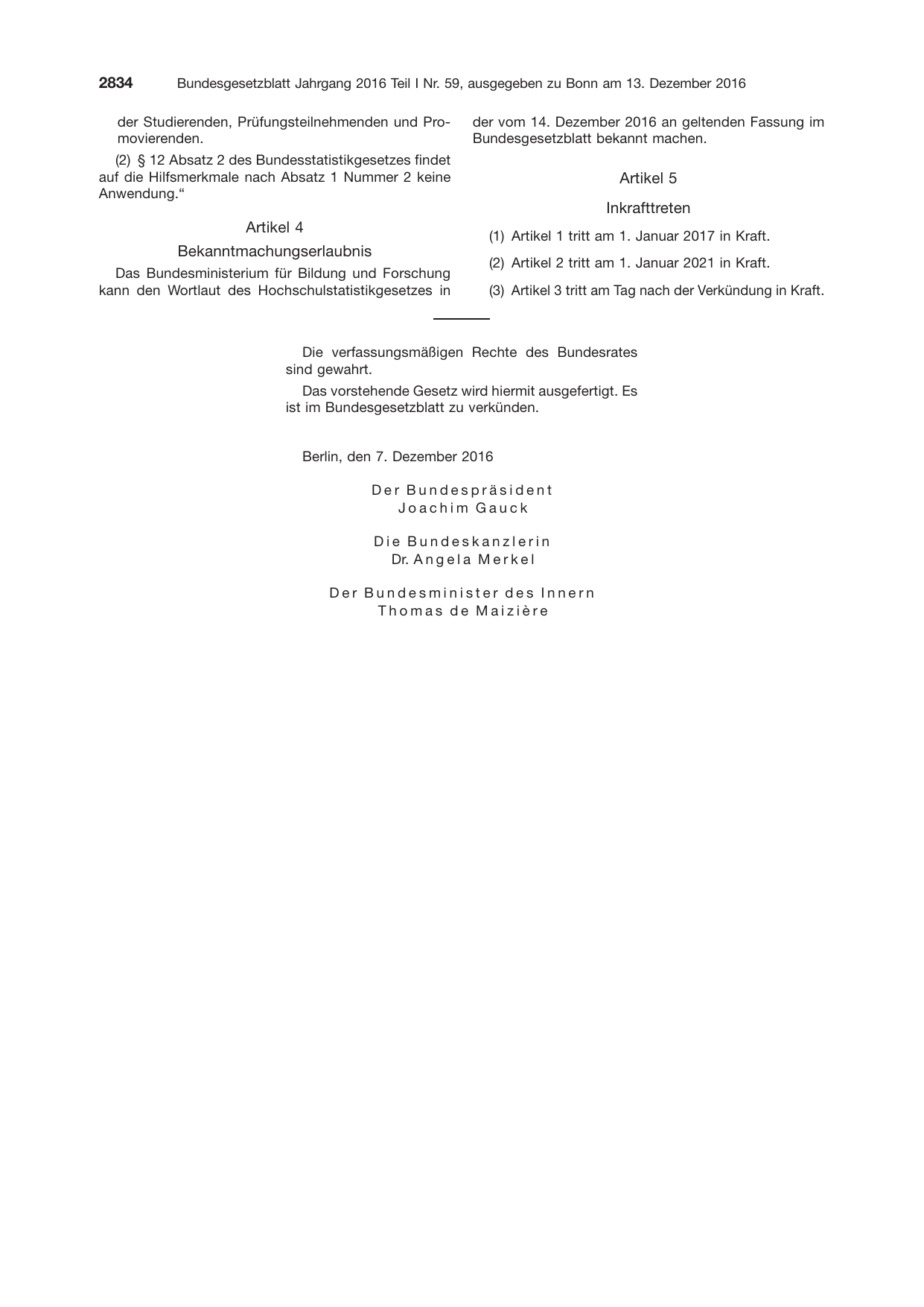 BGBl. 2016, Seite 2834 — Originalseite als Abbildung