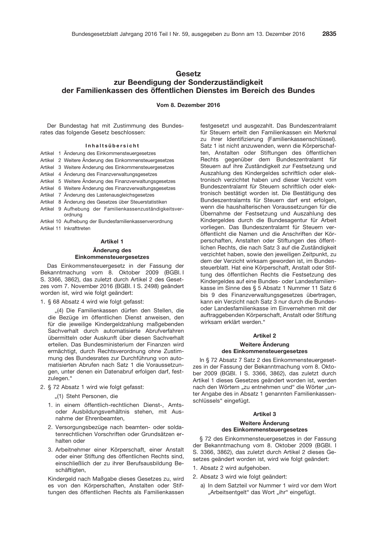 BGBl. 2016, Seite 2835 — Originalseite als Abbildung
