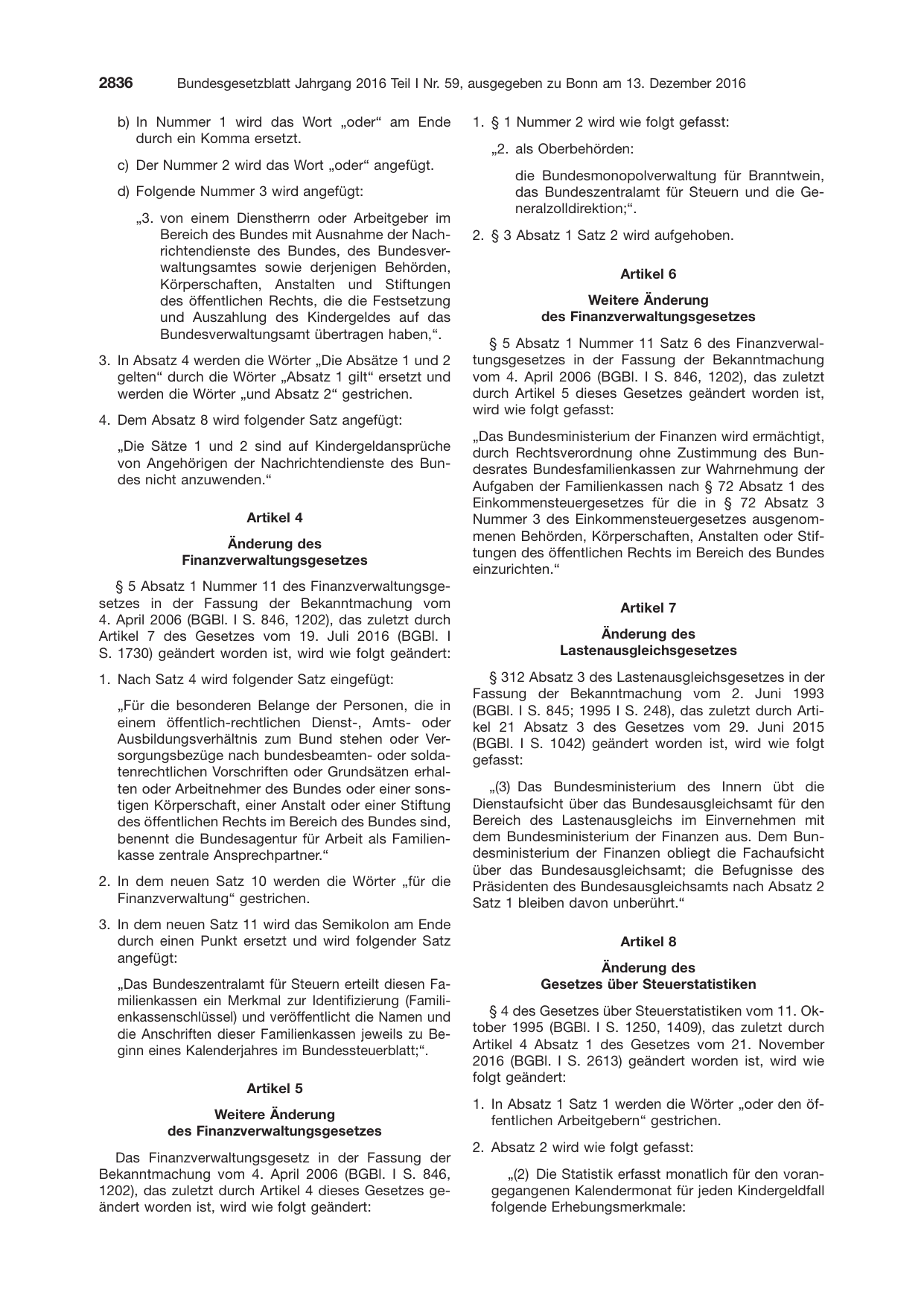 BGBl. 2016, Seite 2836 — Originalseite als Abbildung