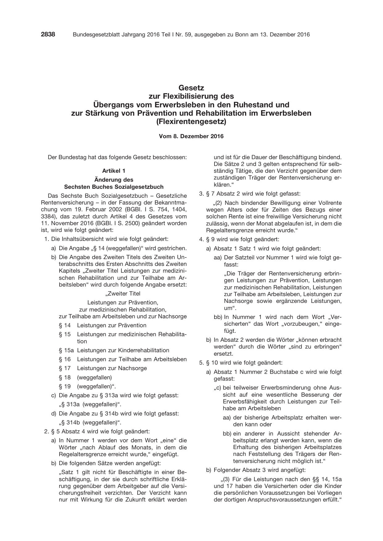 BGBl. 2016, Seite 2838 — Originalseite als Abbildung