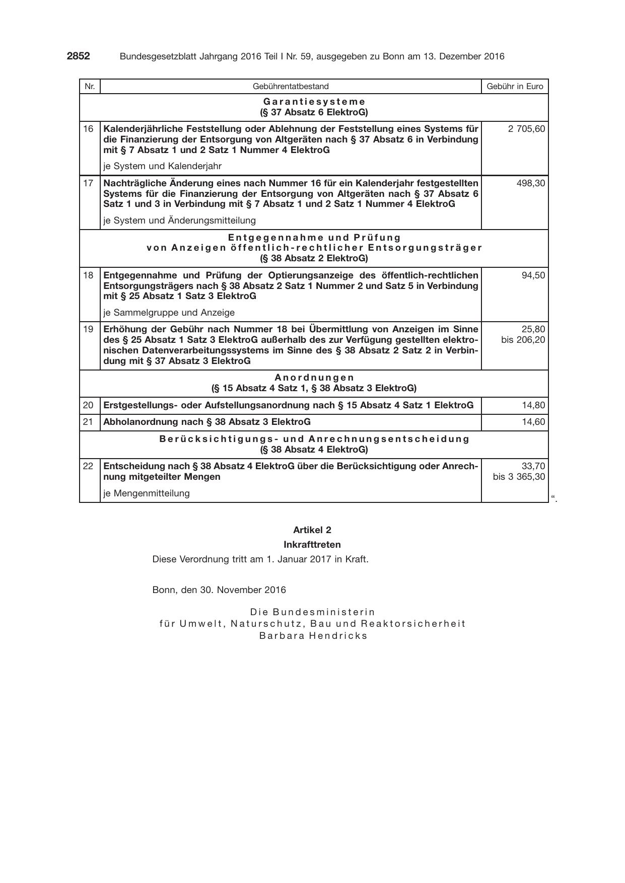 BGBl. 2016, Seite 2852 — Originalseite als Abbildung