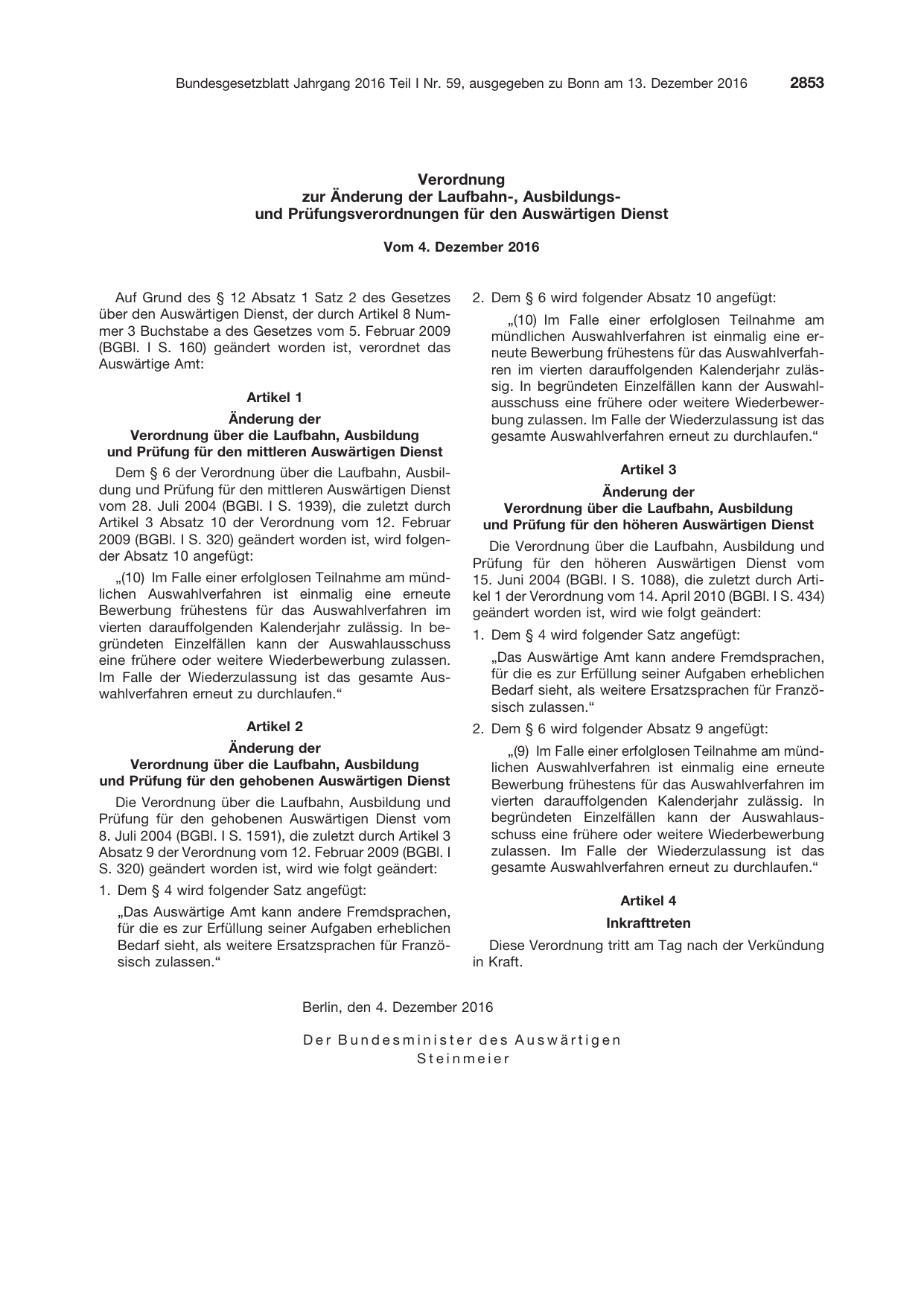 BGBl. 2016, Seite 2853 — Originalseite als Abbildung
