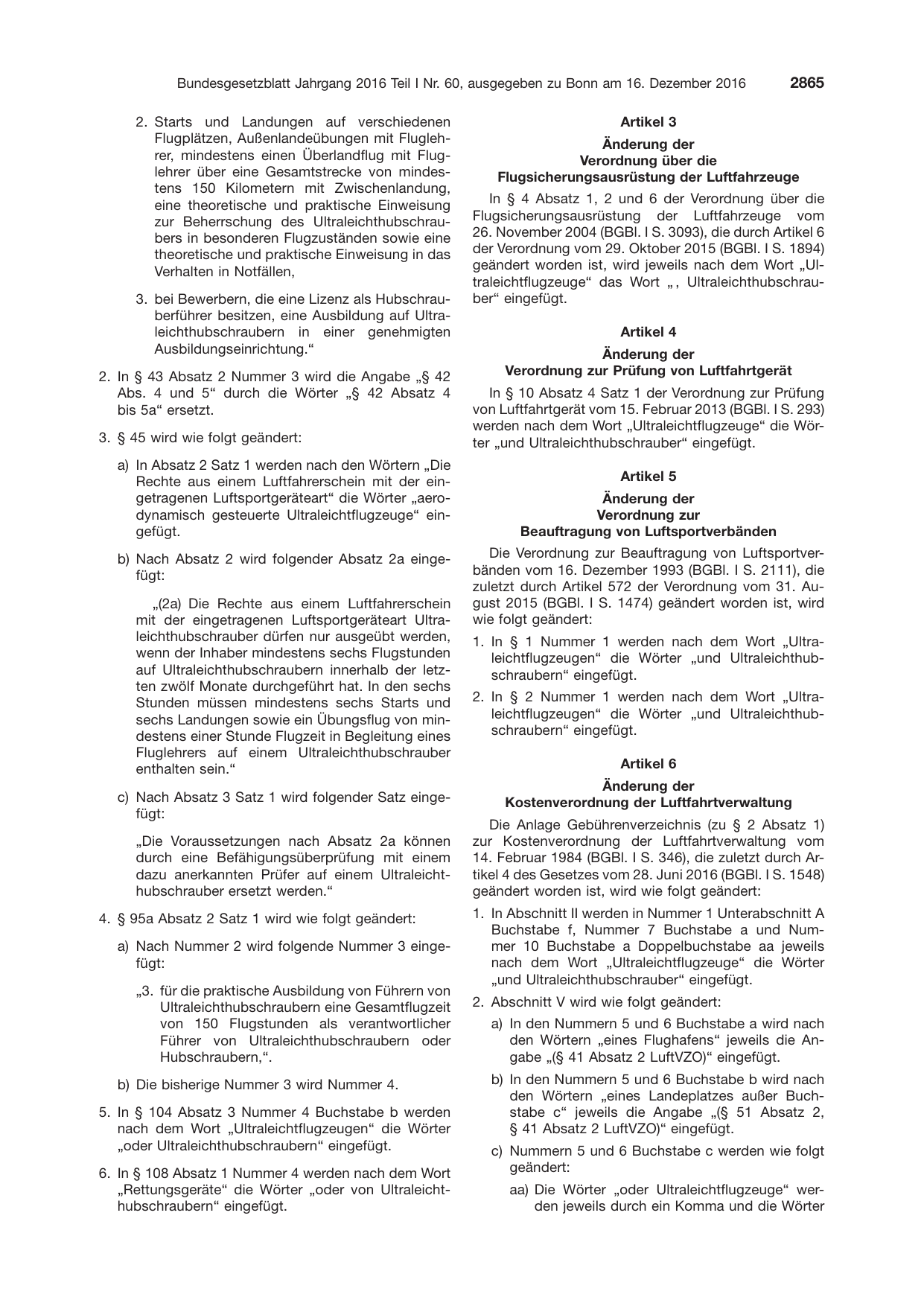 BGBl. 2016, Seite 2865 — Originalseite als Abbildung