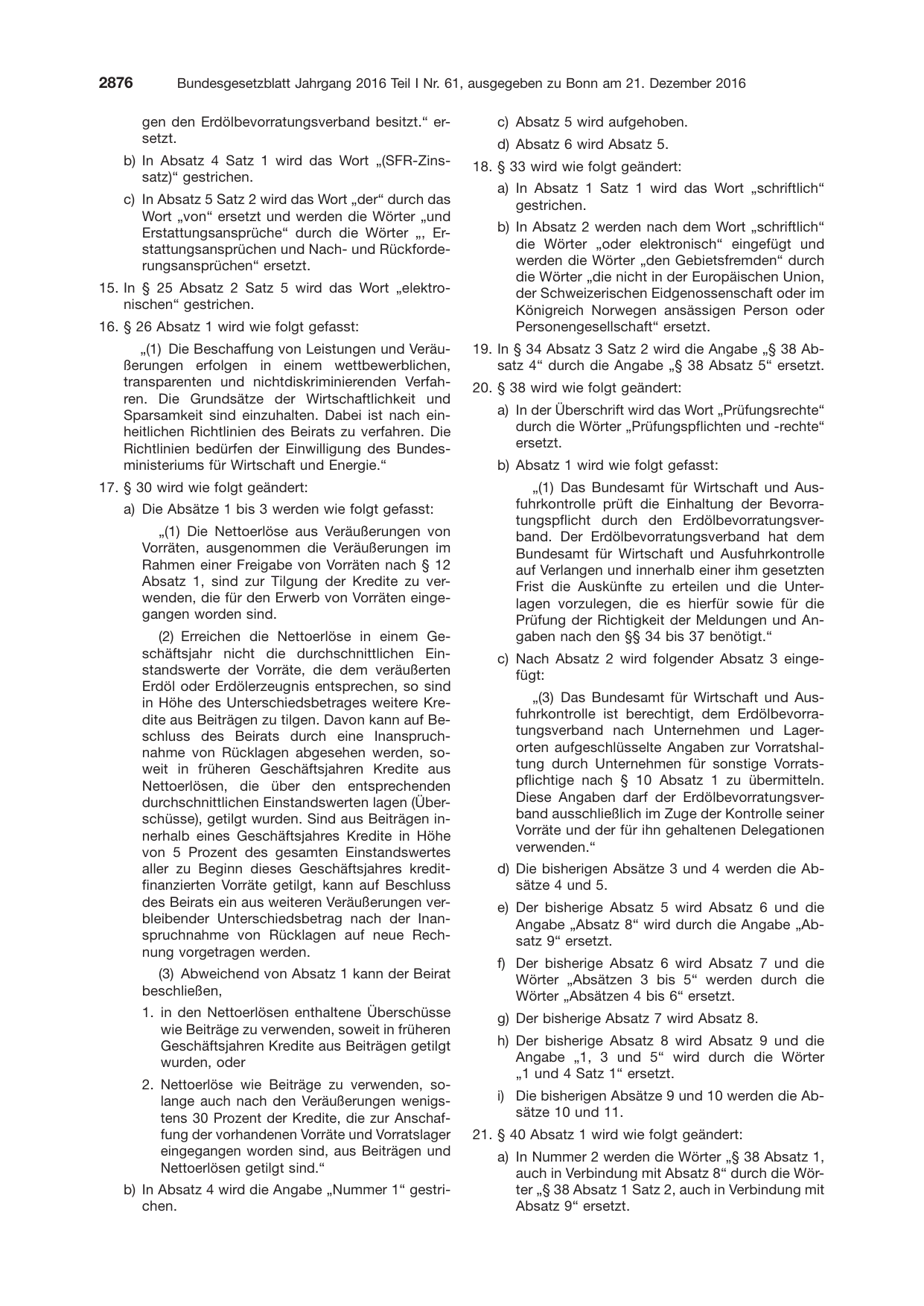 BGBl. 2016, Seite 2876 — Originalseite als Abbildung