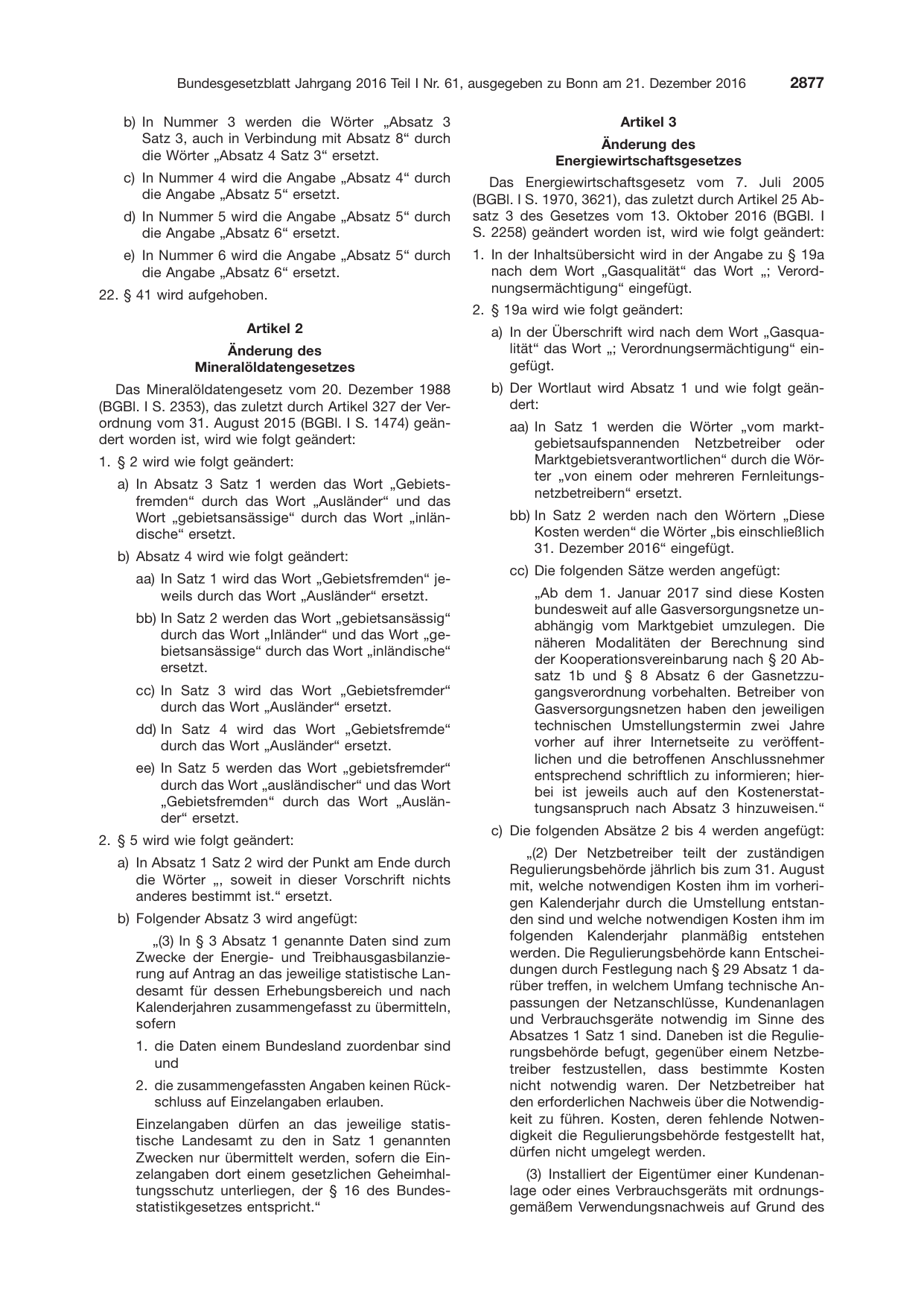 BGBl. 2016, Seite 2877 — Originalseite als Abbildung