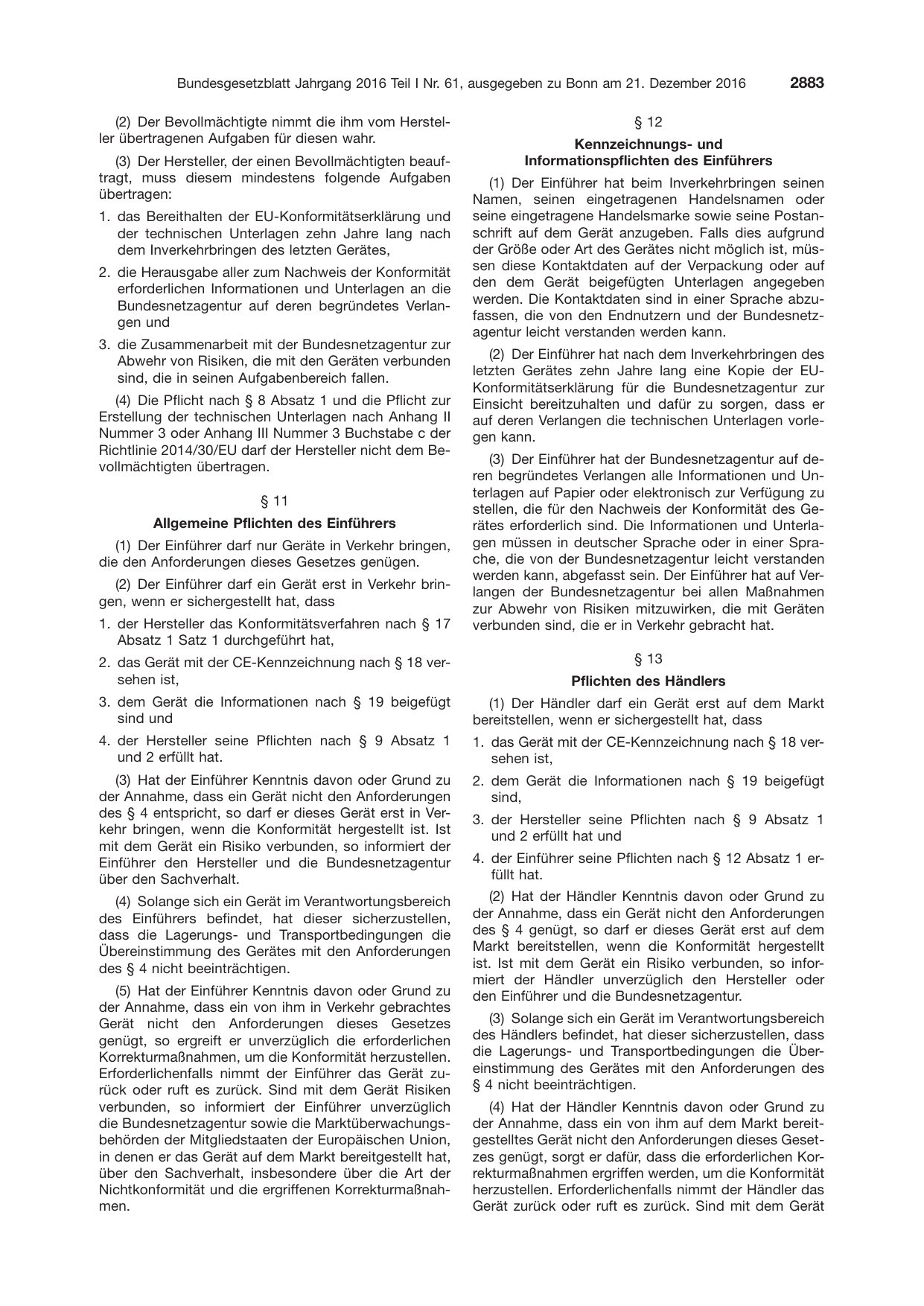 BGBl. 2016, Seite 2883 — Originalseite als Abbildung