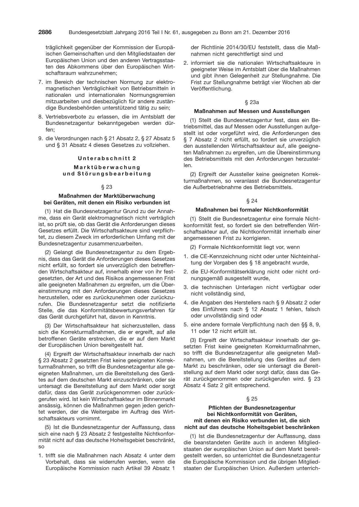 BGBl. 2016, Seite 2886 — Originalseite als Abbildung